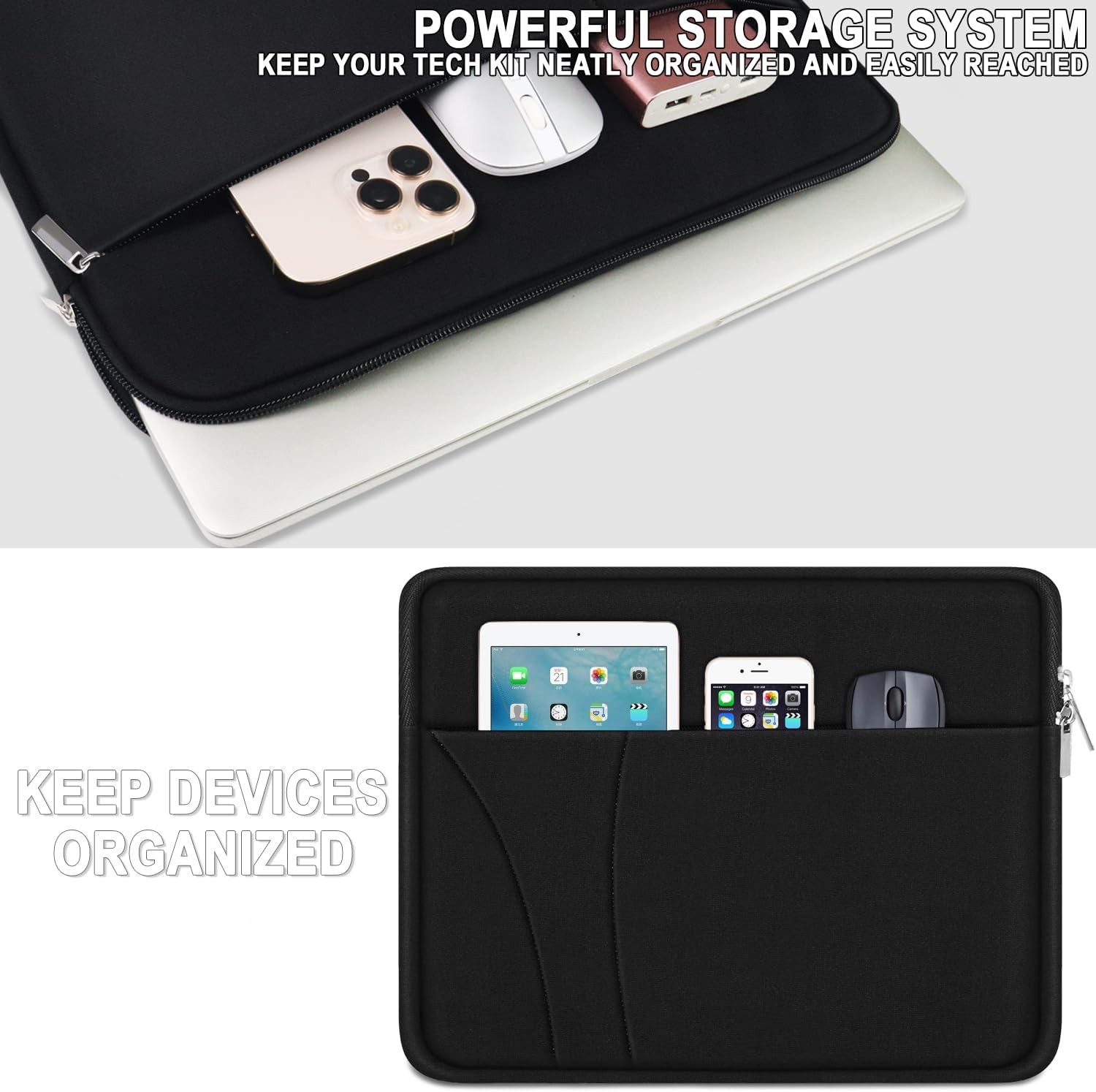 Slim 14-Inch Laptop Sleeve Case with Zipper Pocket, Shockproof Bag for MacBook A