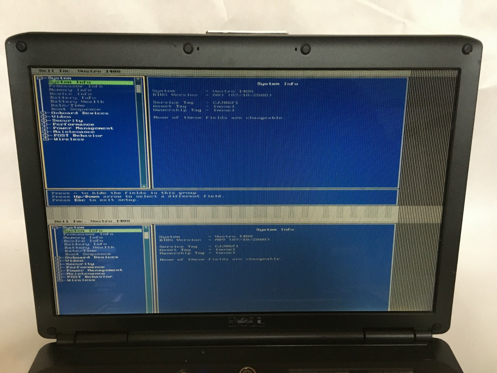 Dell Vostro 1400 14″ Laptop For Parts Boots Bad LCD Screen NO HDD/RAM/Charger JR