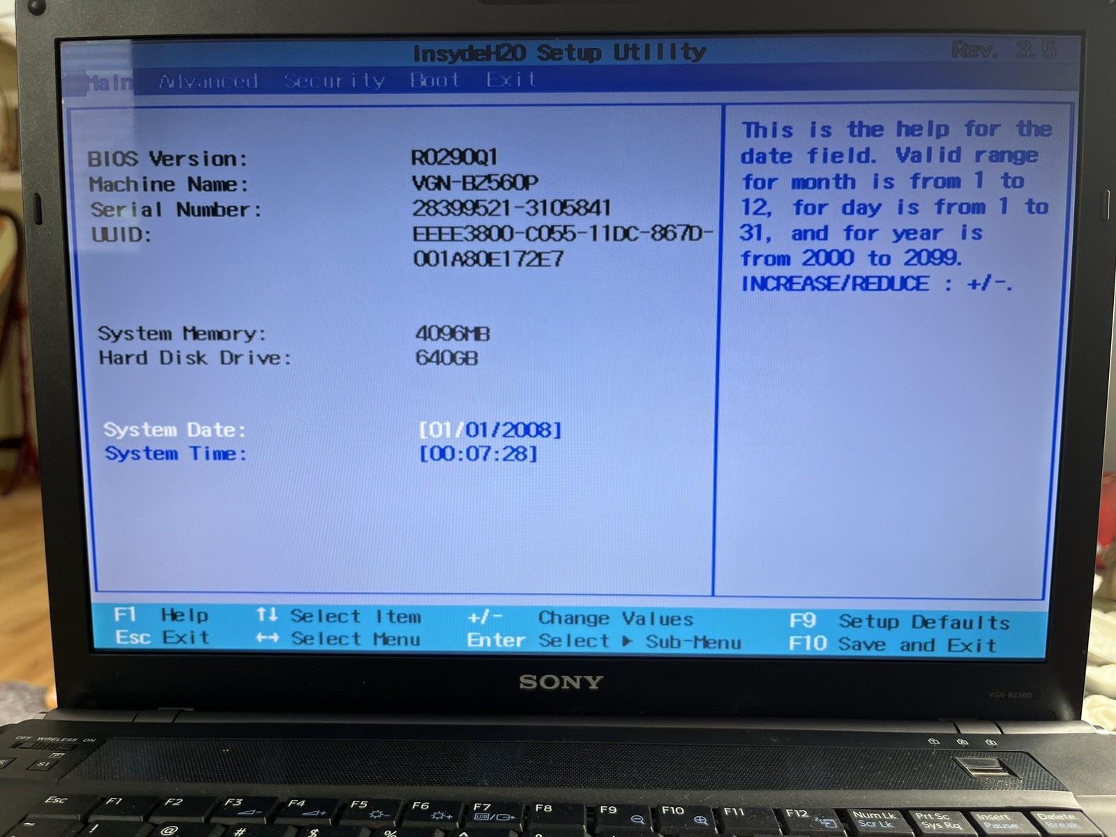 Sony vgn-BZ560P 2.53G 4Gb ram 640 Gb HDD