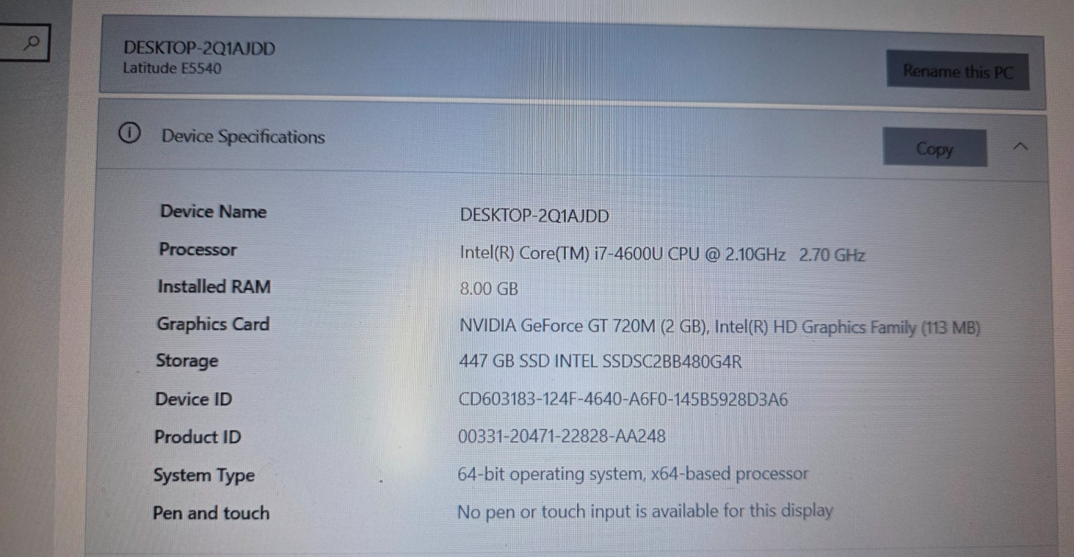 Dell Latitude E5540 Laptop i7 8GB RAM 480 GB SSD Win 10 Pro. New OEM Battery