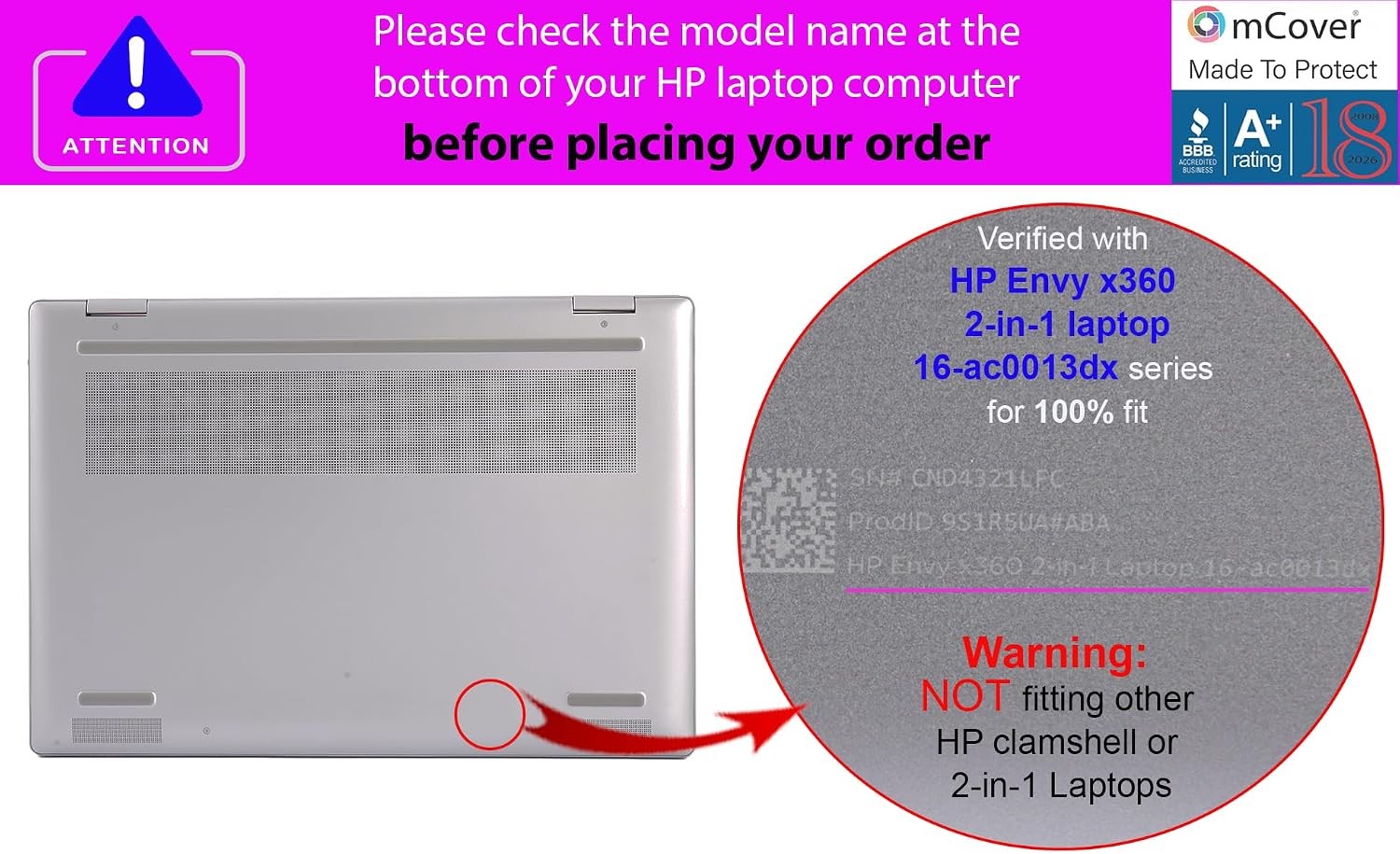 Case ONLY for 2024~2025 16-inch HP Envy x360 16-ACxxxx / 16-ADxxxx Series 2-in-1