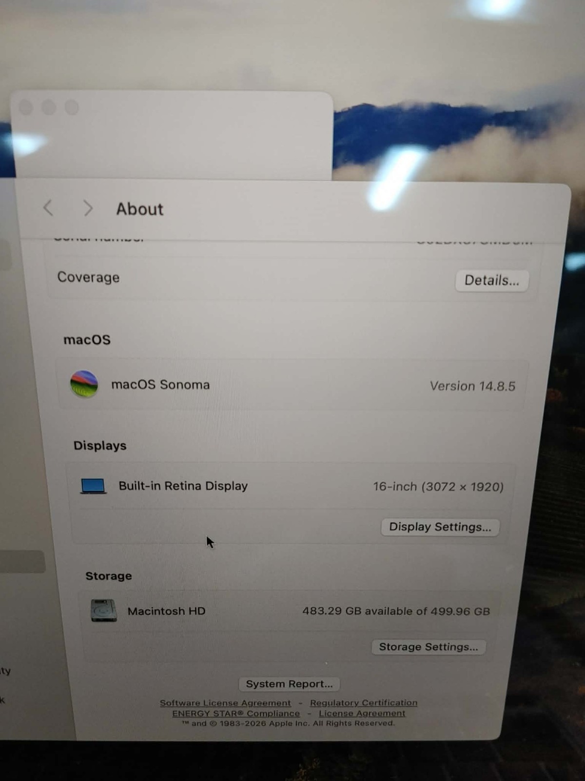 Apple A2141 16inch Intel i7-9750H 2.60GHz 16GB DDR4 500GB Intel UHD Graphics 630