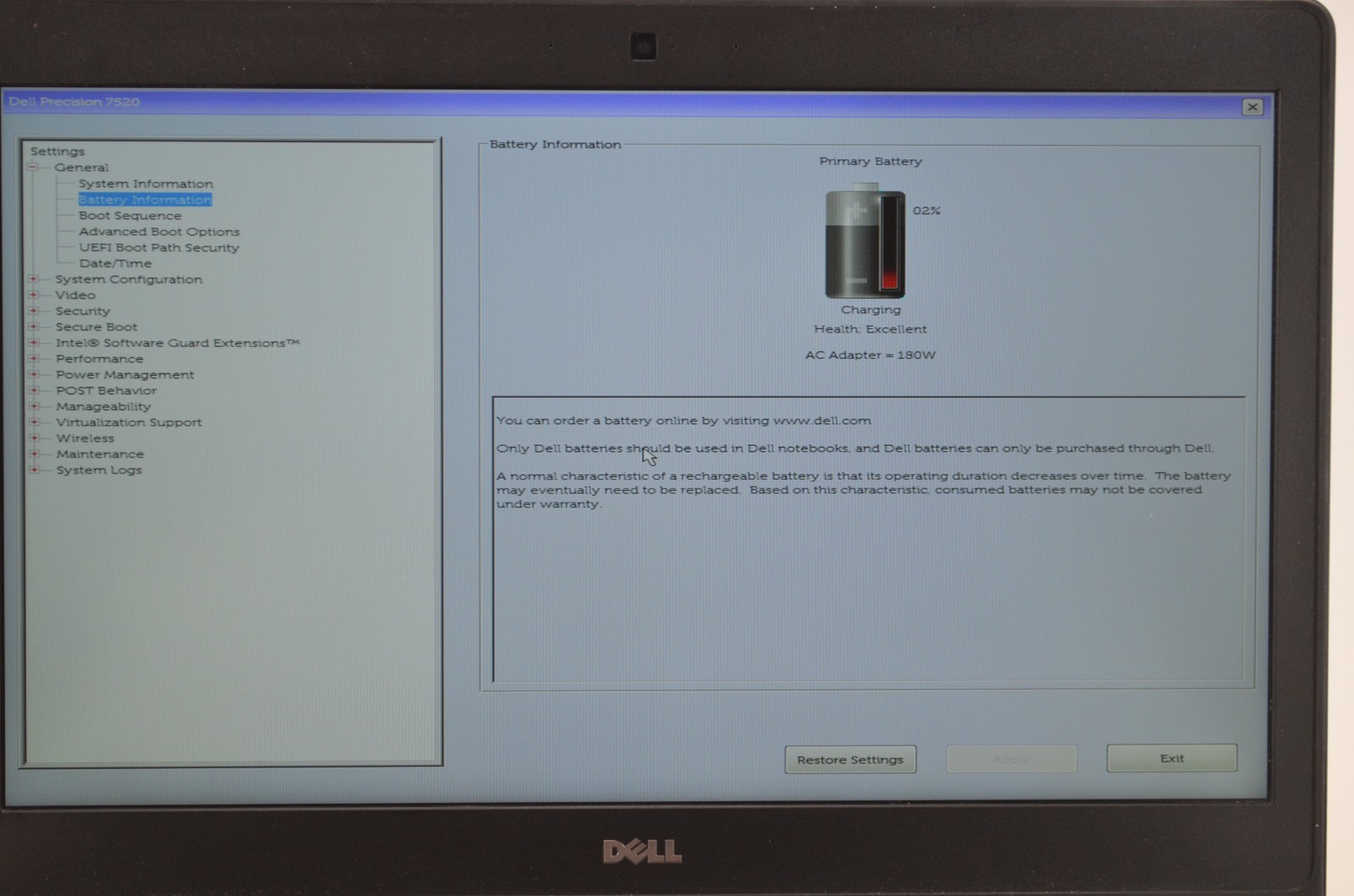 Dell Precision 7520 i7-7700HQ 2.8GHz 16GB Ram No HDD Pro Quadro M1200 “Ex” Batt