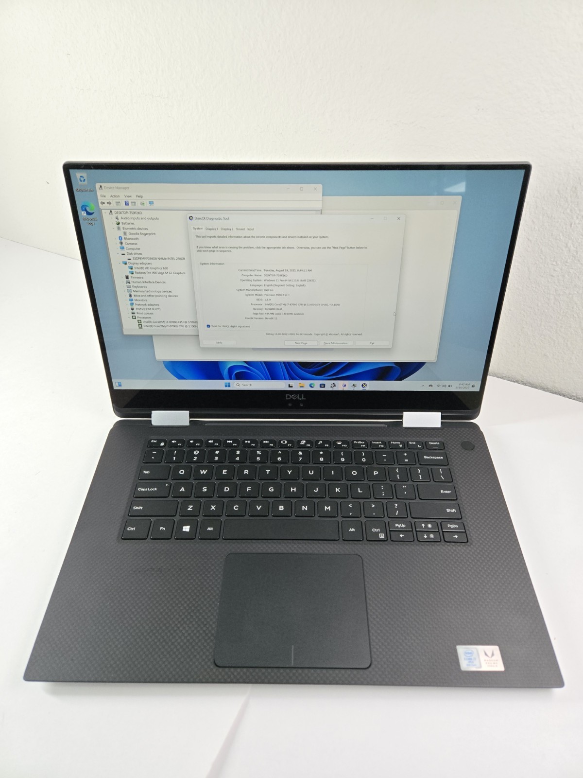 DELL Precision 5530 2-in-1 i7-8706G 3.1GHz 16Gb RAM 256Gb NVMe Touch Pro WX Vega