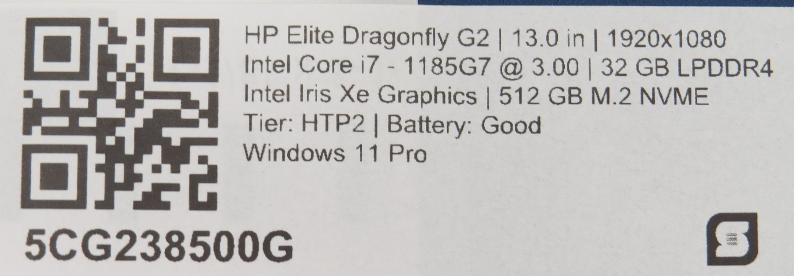 HP Elite Dragonfly G2 i7-1185G7 32GB DDR4 512GB m2 13″ touch Win 11