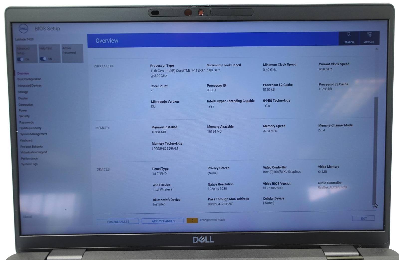 Dell Latitude 7420 14″ Core I7-1185G7 3.00GHz 16GB 256GB SSD Laptop