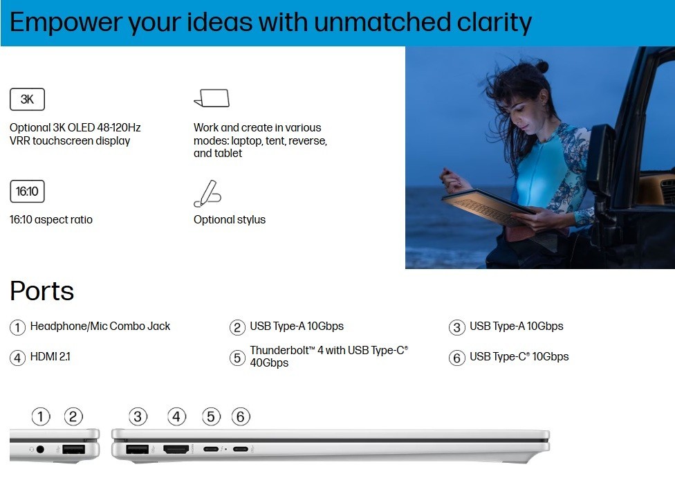 HP OmniBook 7 Flip 2-in-1 Laptop PC 16.0″ OLED U5 16GB 512GB SSD Backlit Key W11
