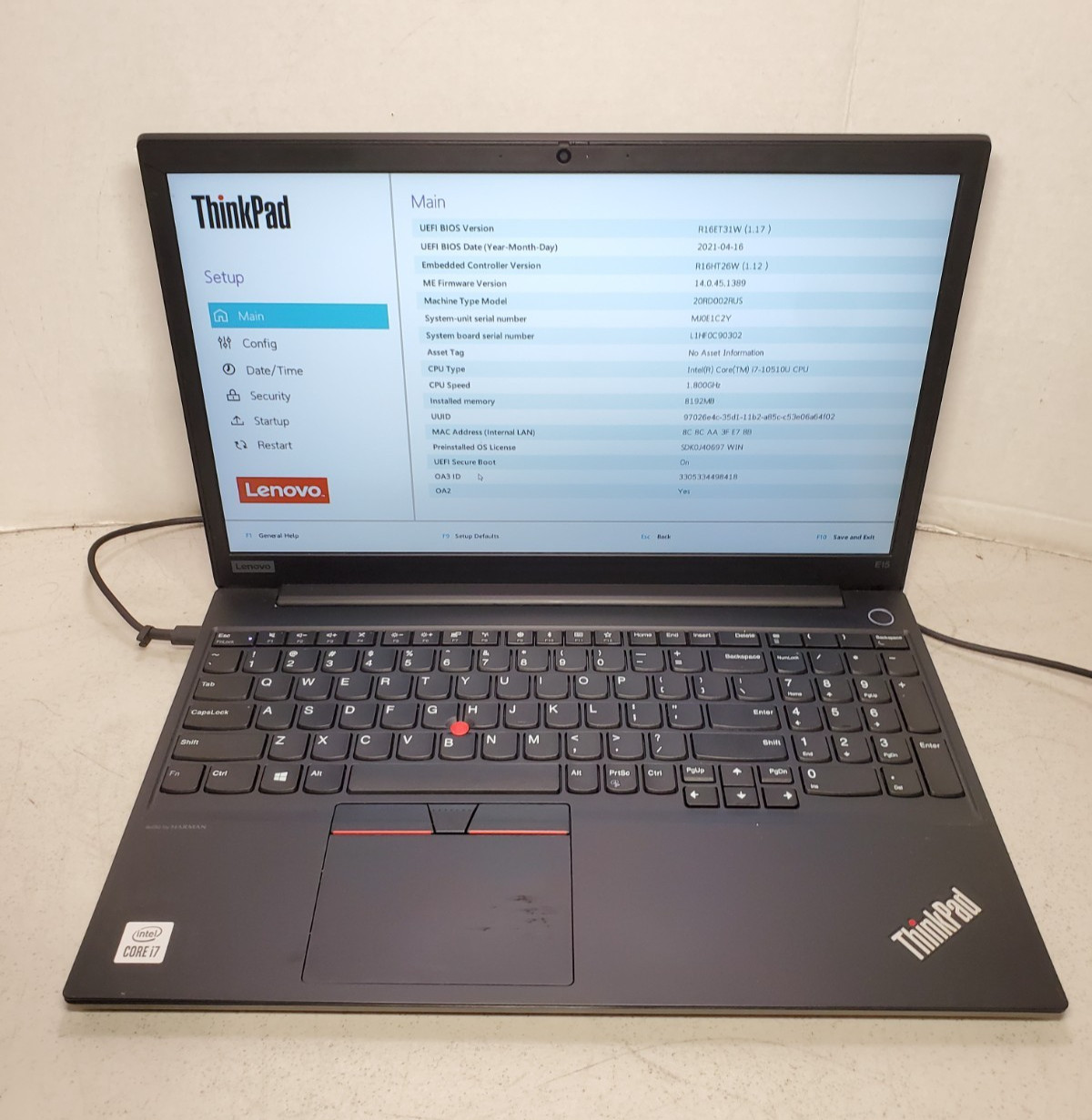 Lenovo ThinkPad E15 Gen 1 15.6″ i7-10510U 8GB RAM No SSD/OS! BIOS PW! #69