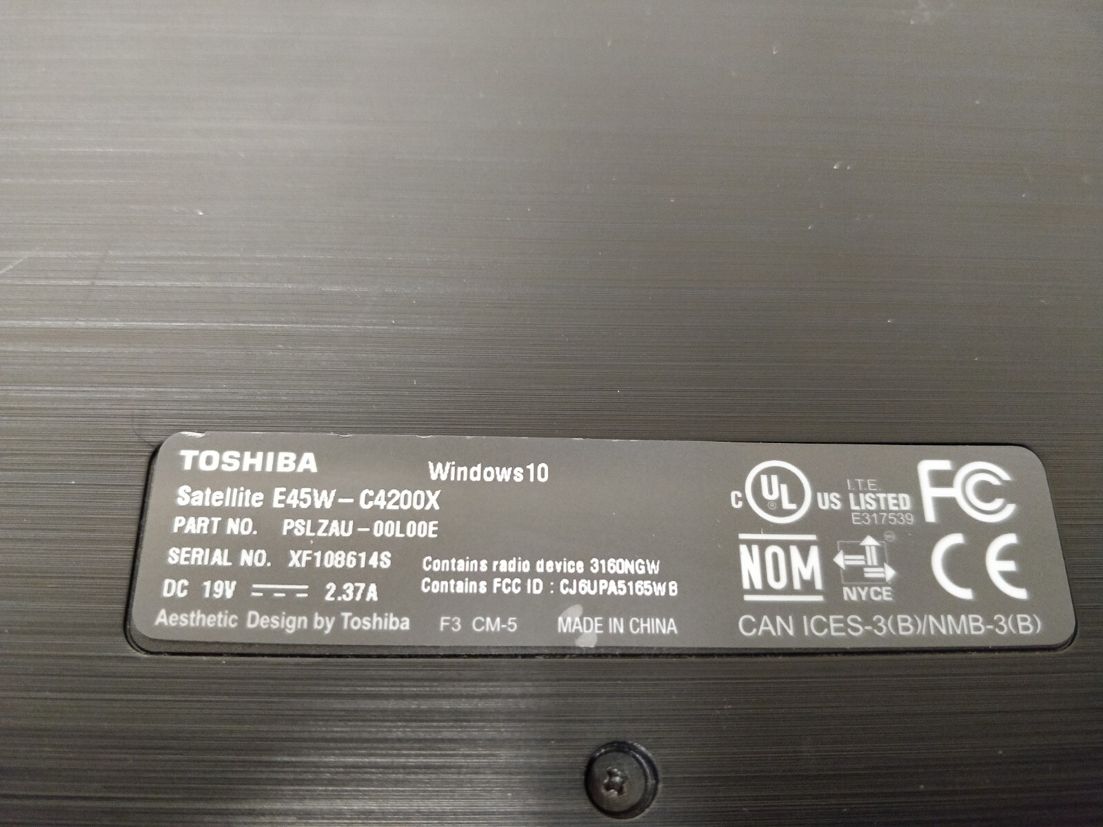 Toshiba Satellite INTEL CORE I3-5015U@2.10GHz 8GB Ram NO DRIVE PARTS 7265