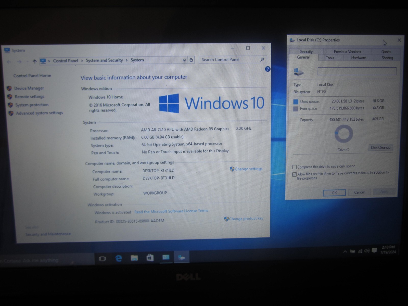 Dell Inspiron 15 5555 Laptop 2GHz 6GBRAM 500GBHD SCREEN INTACT NoPwrCord – WORKS