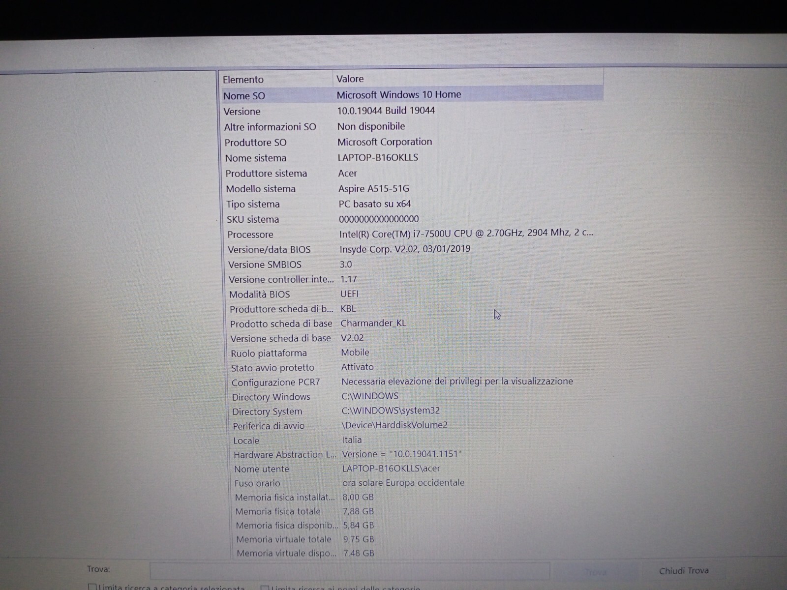 PC ACER ASPIRE 5 A515-51G-72JM € 650