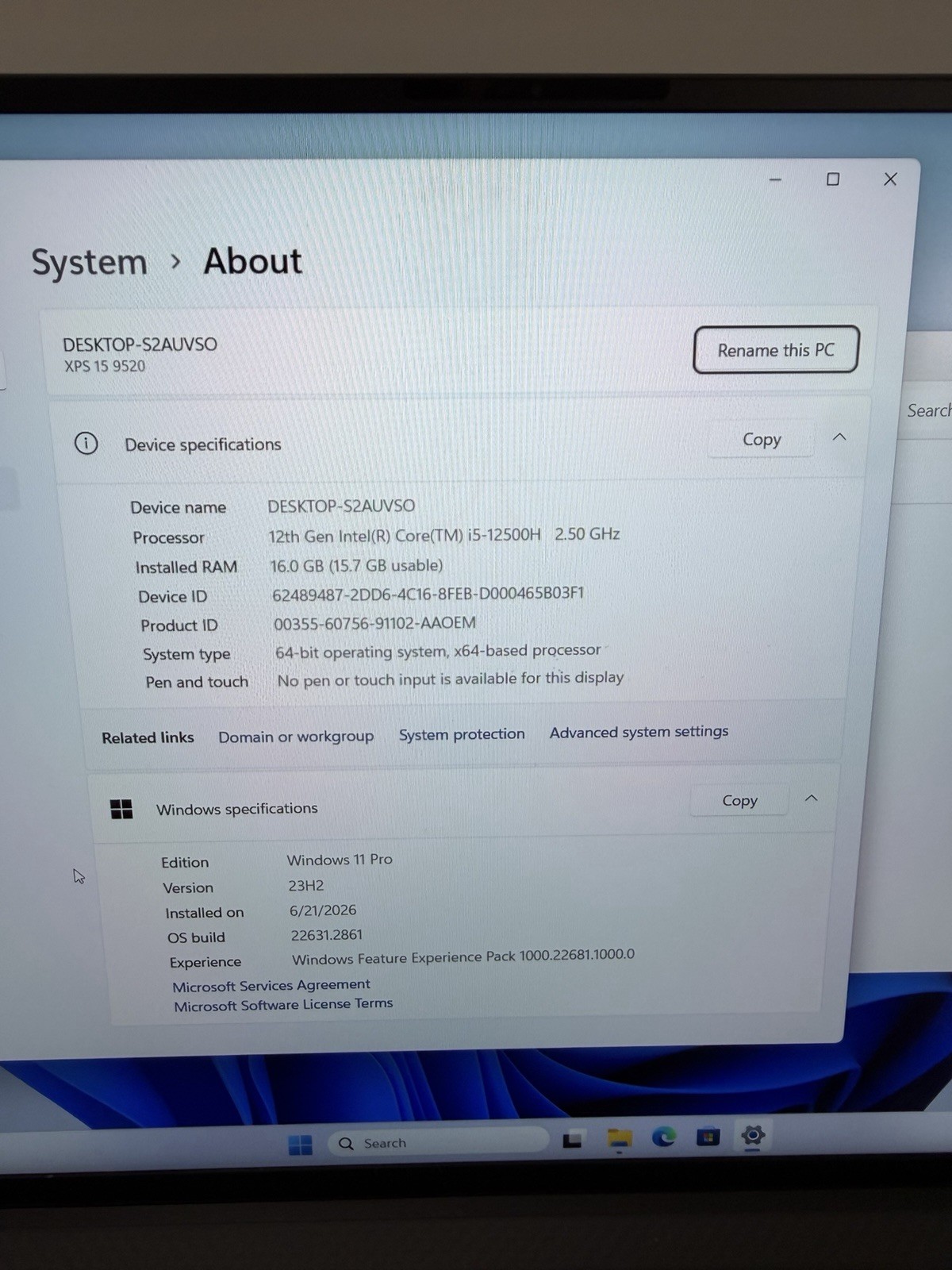 Dell XPS 15 9520 15.6″ i5-12500H 2.50GHz 16GB RAM 512GB SSD