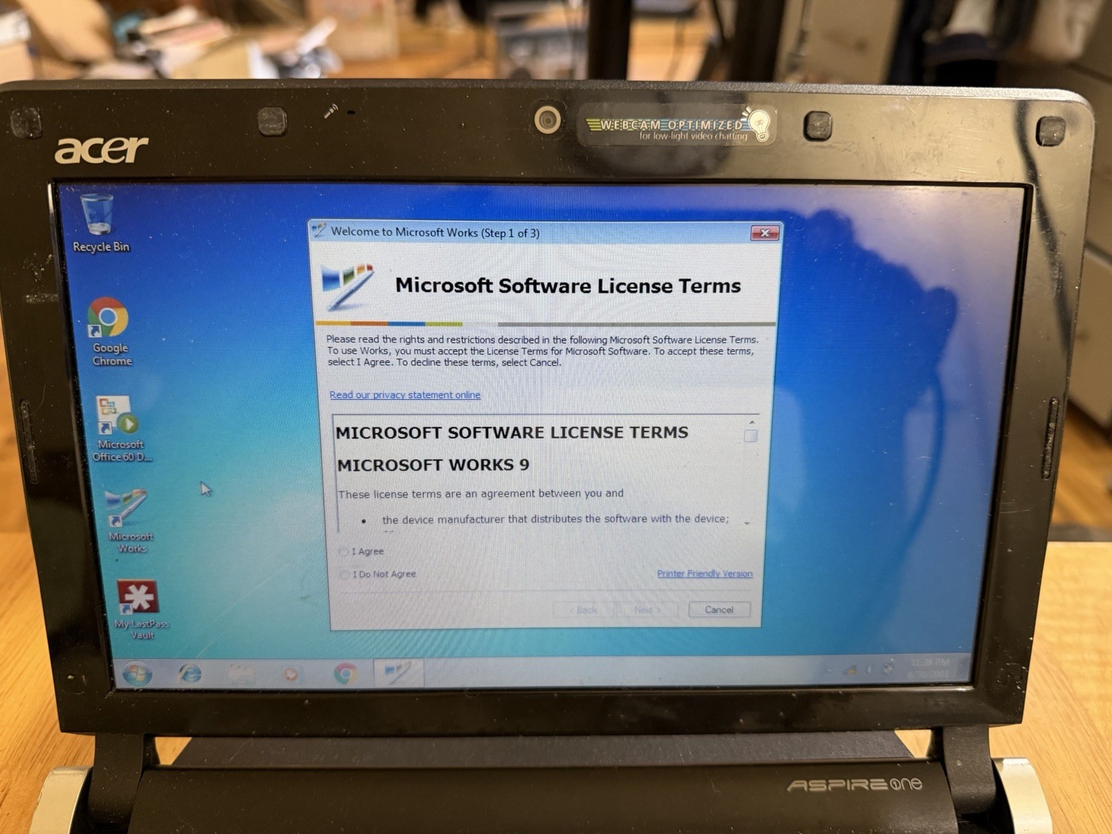 Acer Aspire One D250-1719 Netbook Intel 1GB RAM 160GB HDD Windows 7