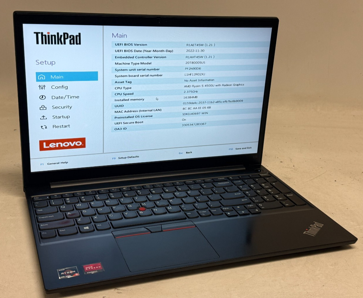 Lenovo ThinkPad E15 Gen 2 15.6″ (Ryzen 5 4500u – 16GB Ram – 256GB SSD – Win11H)