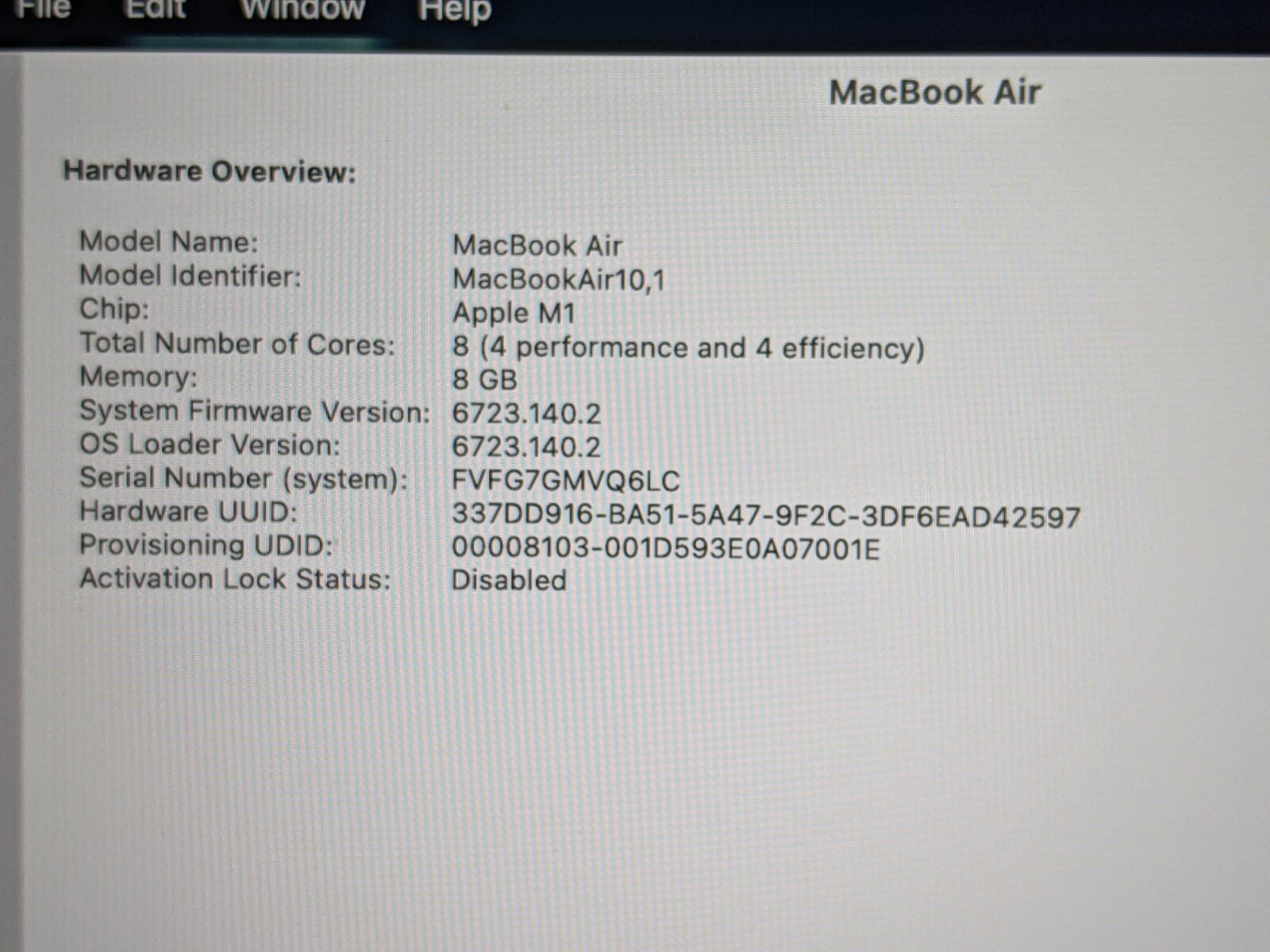 Apple MacBook Air A2337 (2020) 13.3″ M1 8CPU/7GPU 8GB 256GB OS Big Sur MGN63LL/A