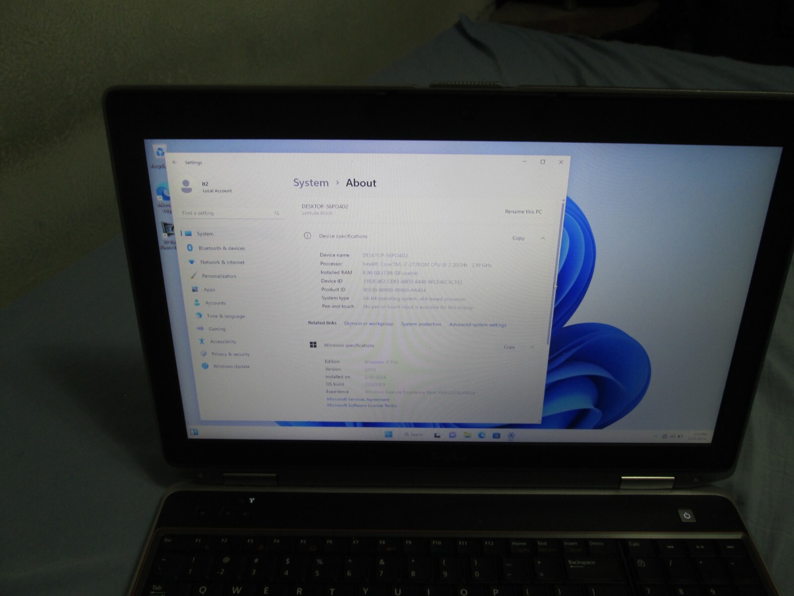 Dell Latitude E6520 Intel 4Core i7-2720QM, 2.20GHz 8GB RAM,500GB HDD, Windows 11
