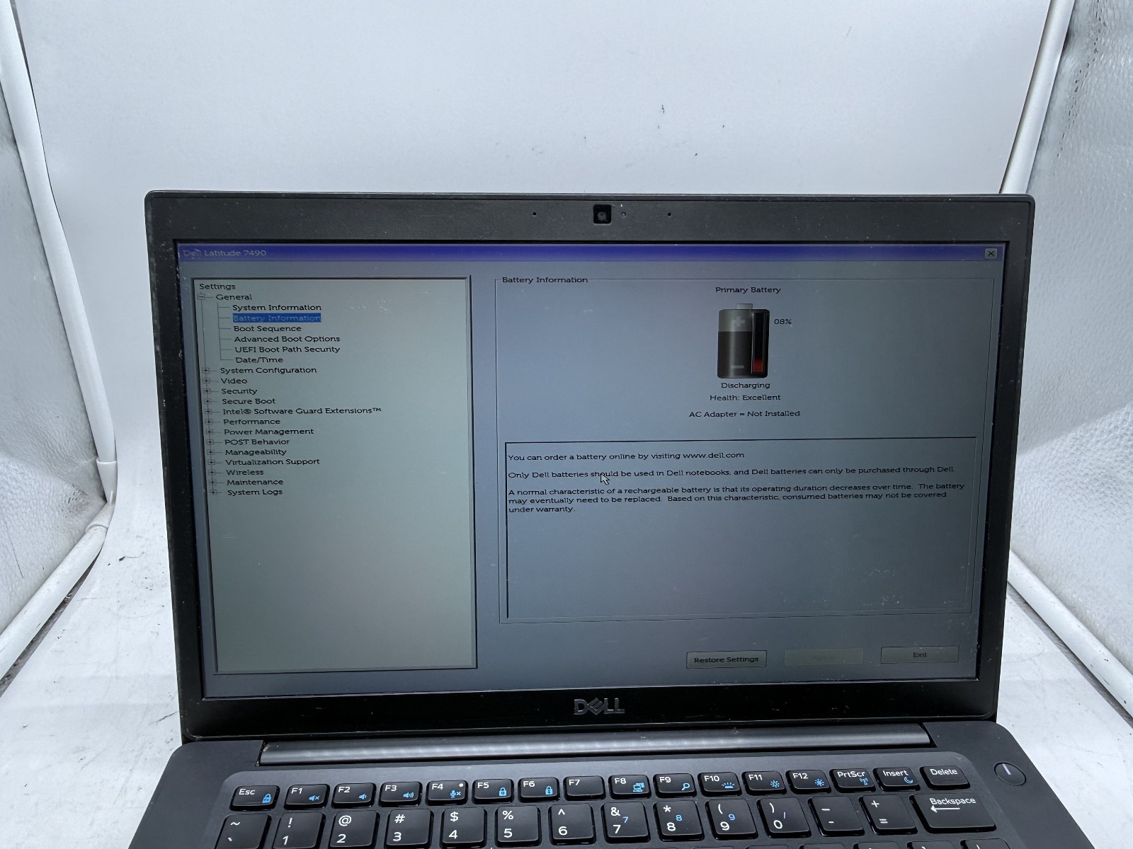 Dell Latitude 7490 14 inch, Core i5-8350U, 16GB RAM, NO SSD/Charger