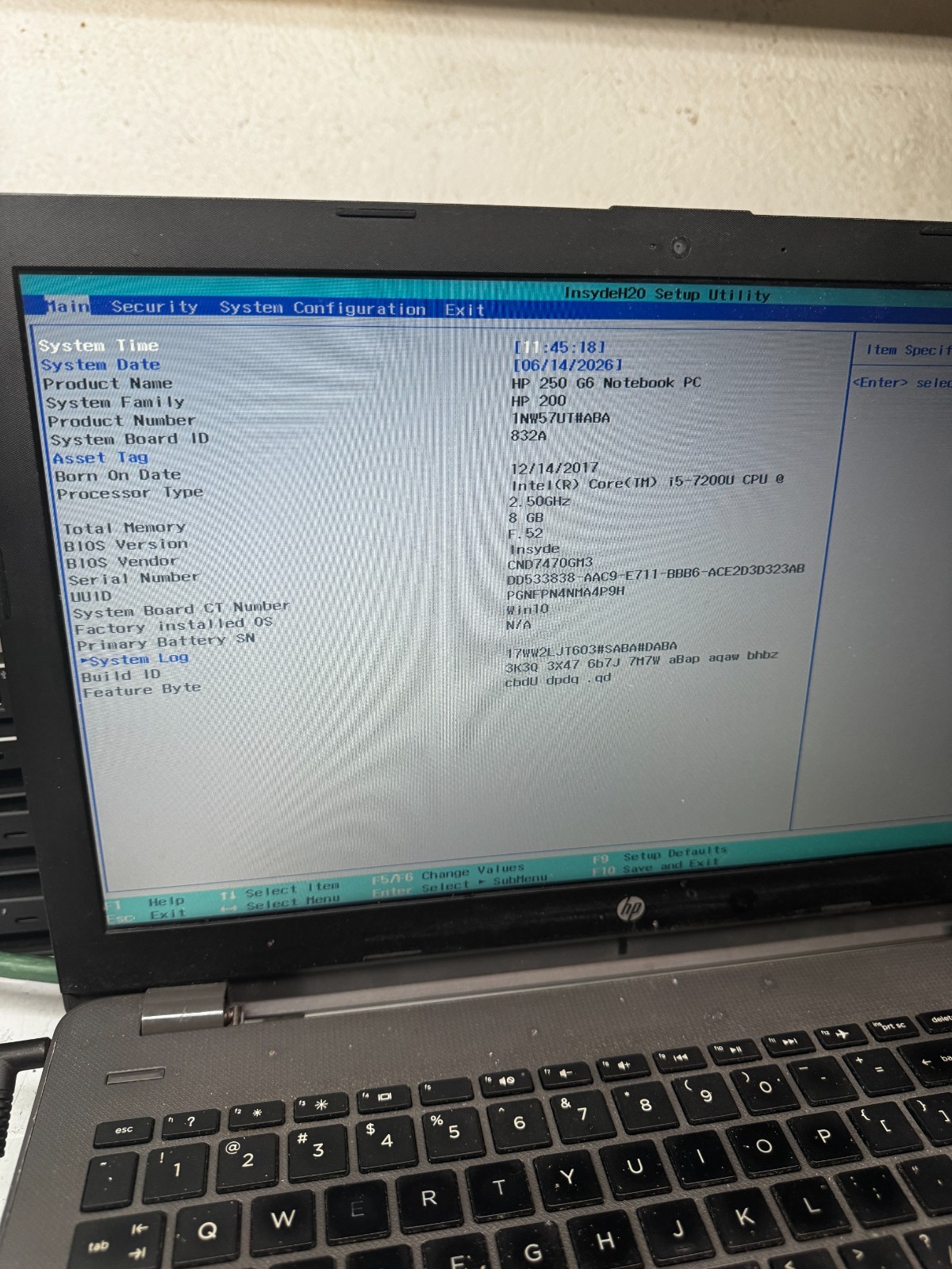 HP Notebook 250 G6 Core I5-7200U 8GB RAM Laptop For Repair #6278