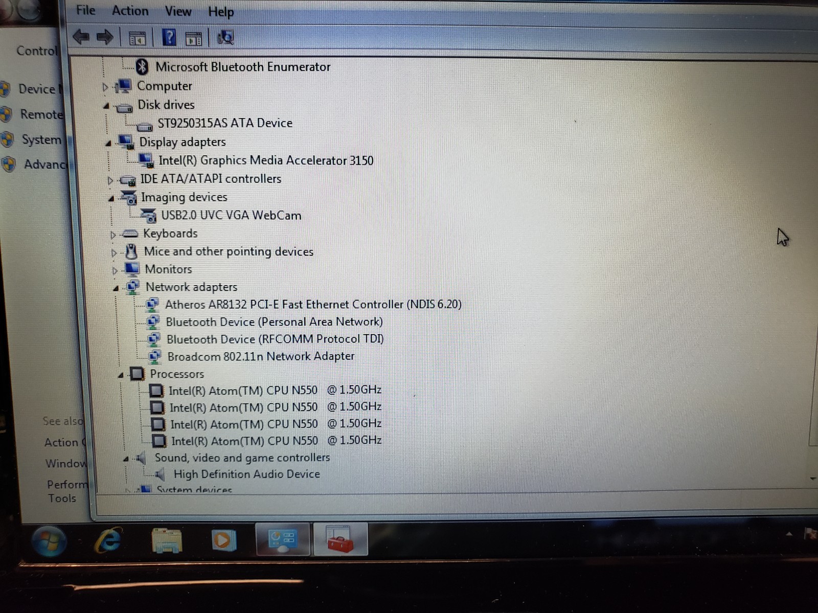 ASUS Eee PC 1015PEM • Intel N550 1.5GHz Atom • 2GB • 240GB SSD • Mint • Win7