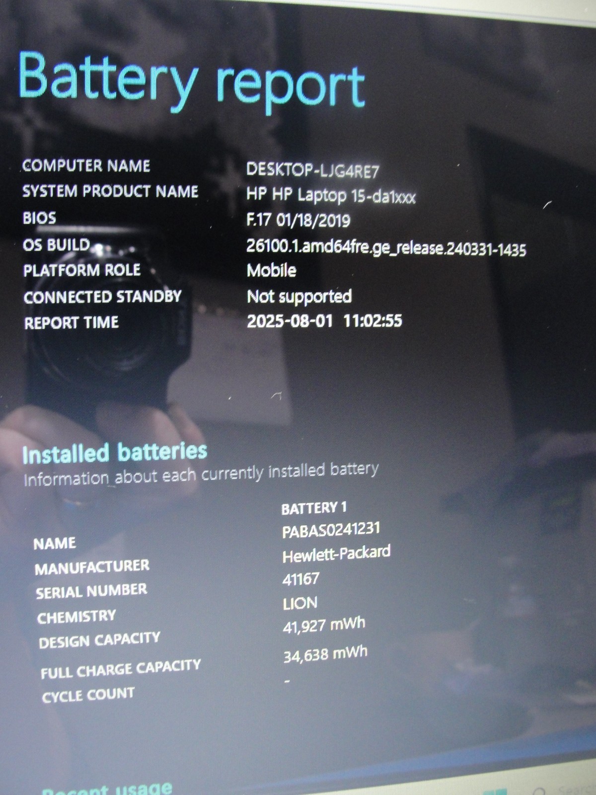 HP 15-DA1005DX 14”HD TOUCH Core i7-8565U 1.8GHz 12GB SSD Reset 256GB+Charger