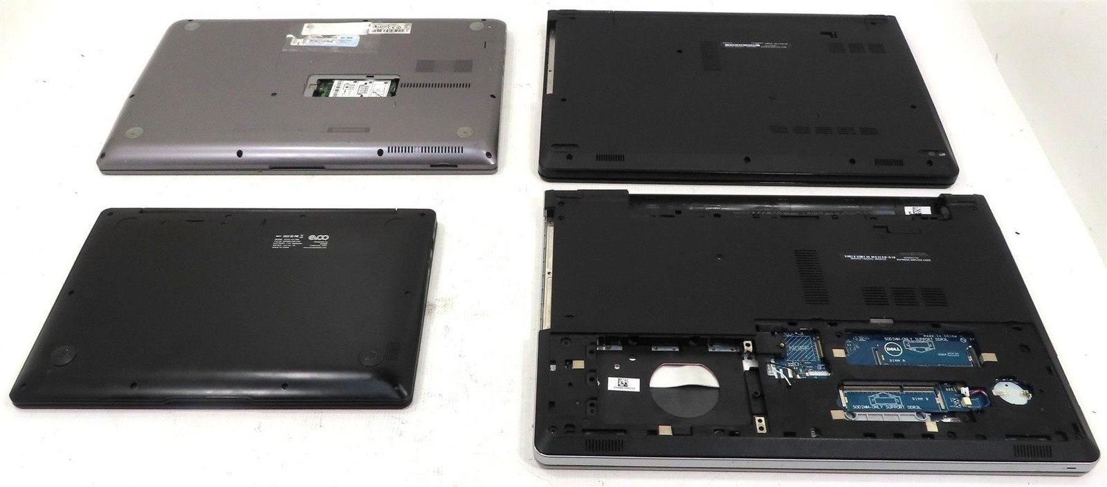 Lot of 4 Mix EVOO, DELL & SAMSUNG No HD & RAM Laptops