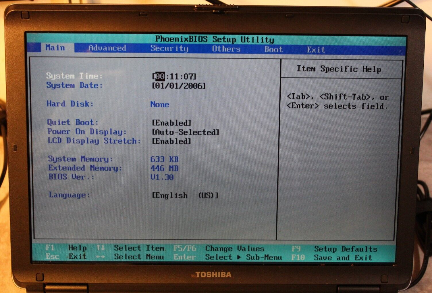 Toshiba Satellite M105 For Parts Bios No HDD 512MB Ram Celeron M 410@1.46GHz CPU