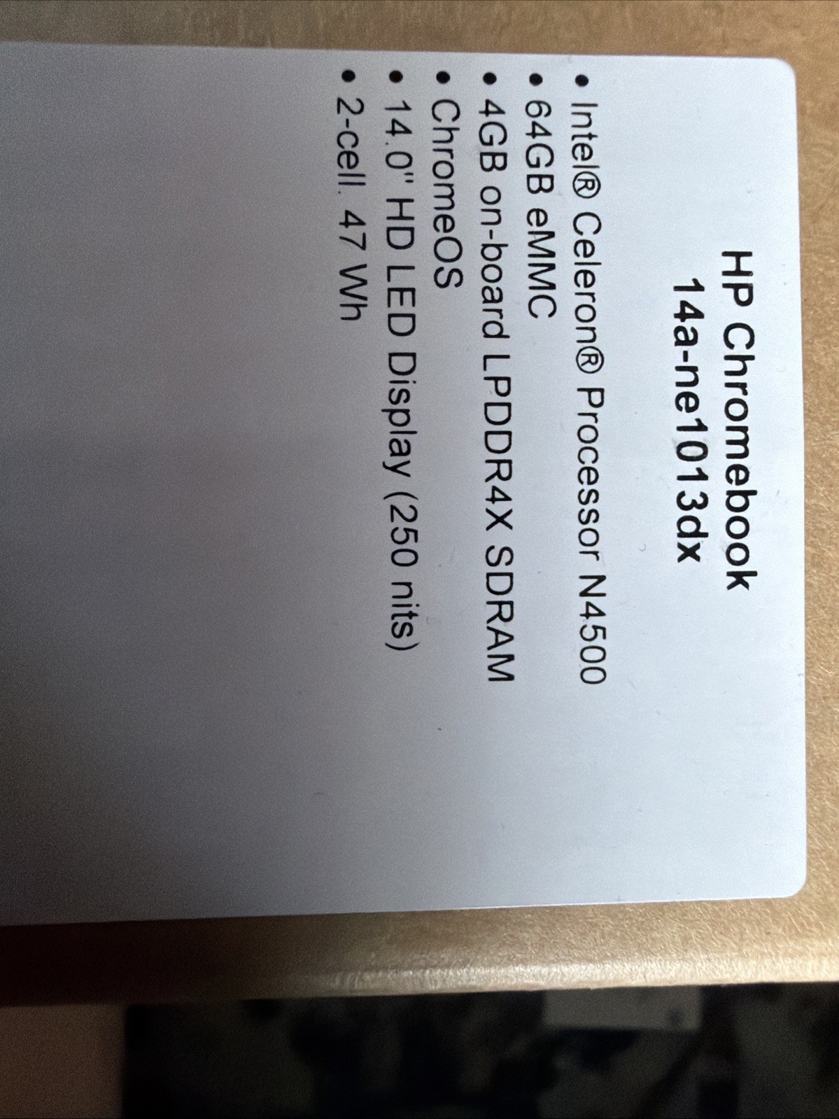 HP Chromebook 14” HD Laptop, Intel Celeron N4500, 4GB RAM, 64GB eMMC – Sealed