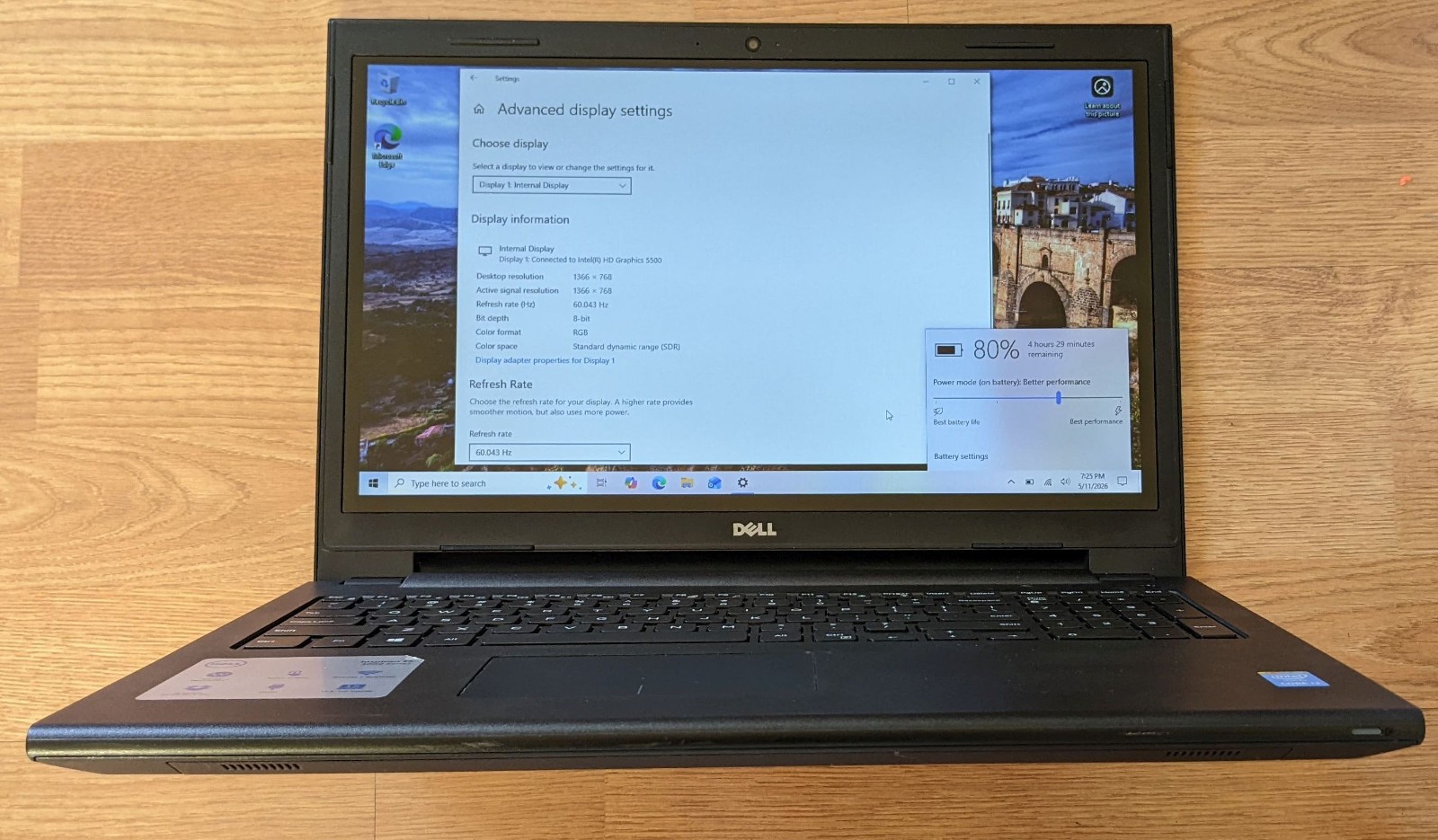Dell Inspiron 15 3543 Laptop i3-5005U 4GB RAM 500GB HDD Win10 w/ power adapter
