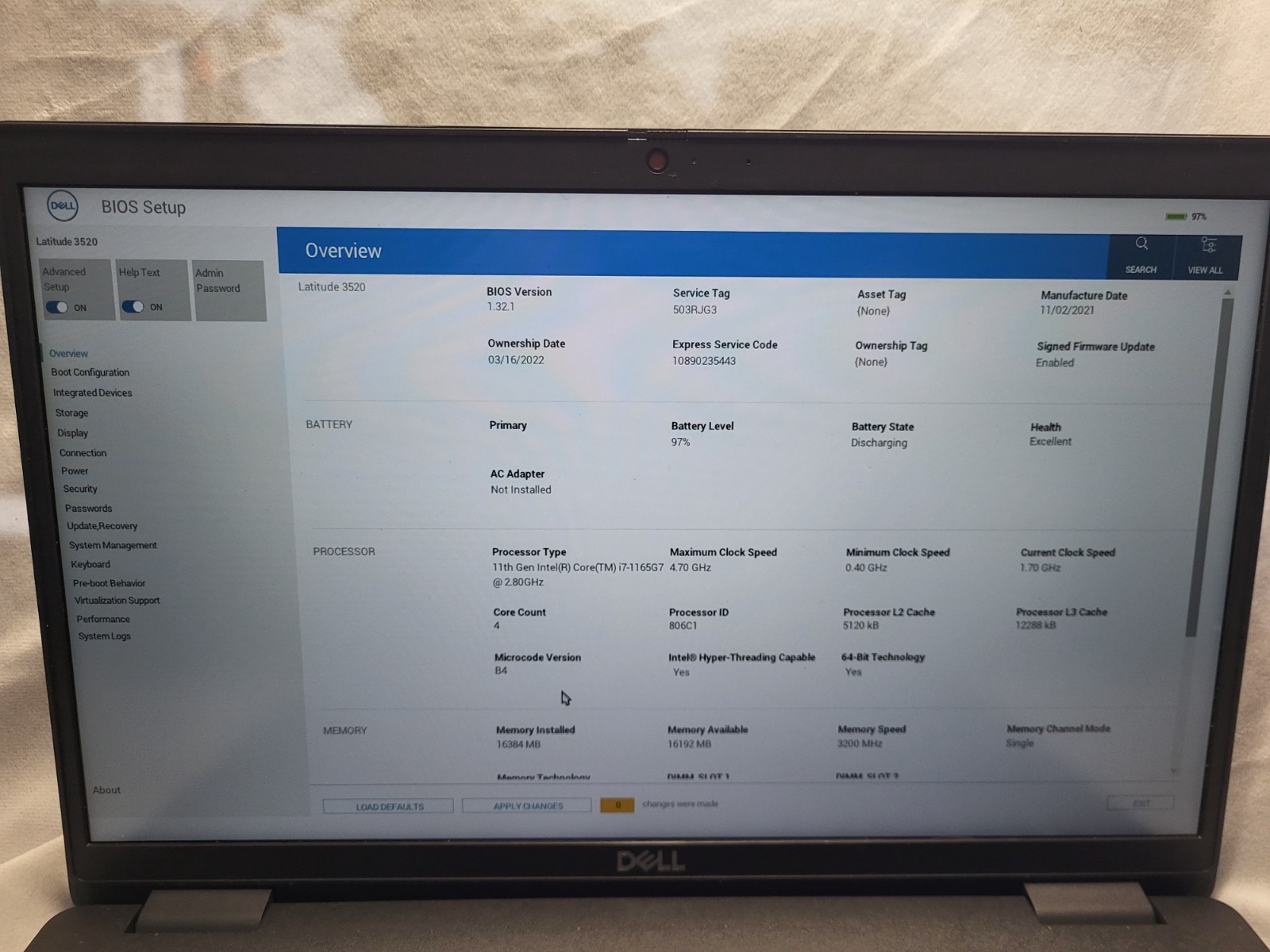 DELL Latitude 3520 i7-1165G7 G11 16GB RAM 256GB Win 11