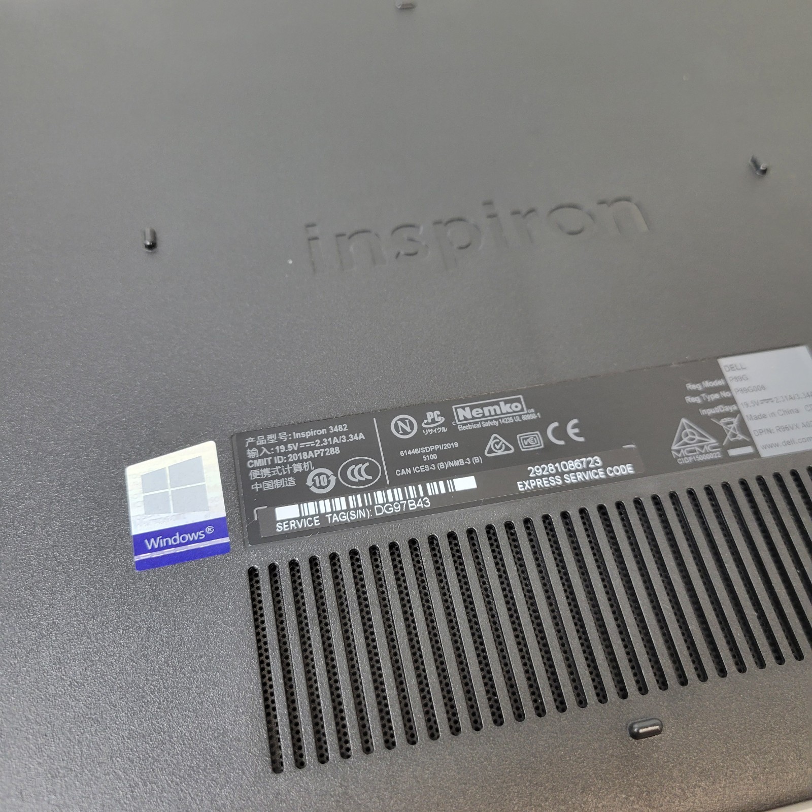 DELL INSPIRON 14 3000 Series (Model 3482) 450GB 4GB RAM – Battery Doesn’t Charge