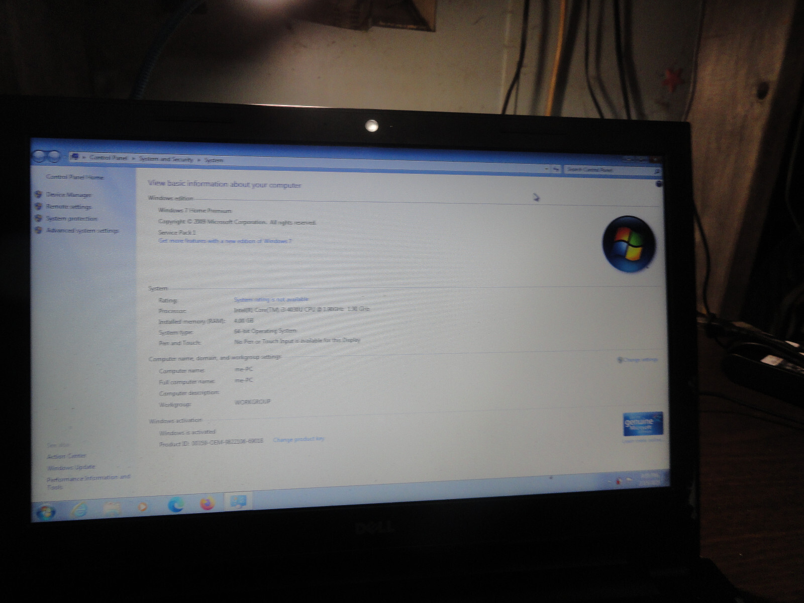 Dell Inspiron 3542 Windows 7 Home Premium SP1 Activated Laptop