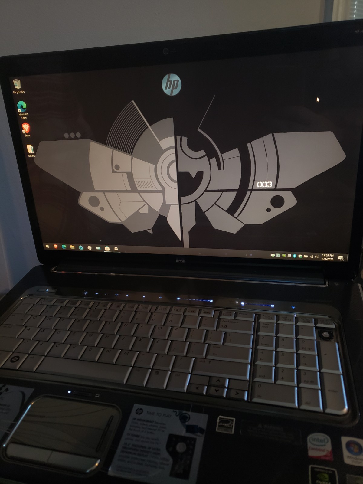 HP HDX18 18.4” Quad Core 2ghz UPGRADED 6gb DDR2 750GB Win10hp w/Plug & Batt 18.6