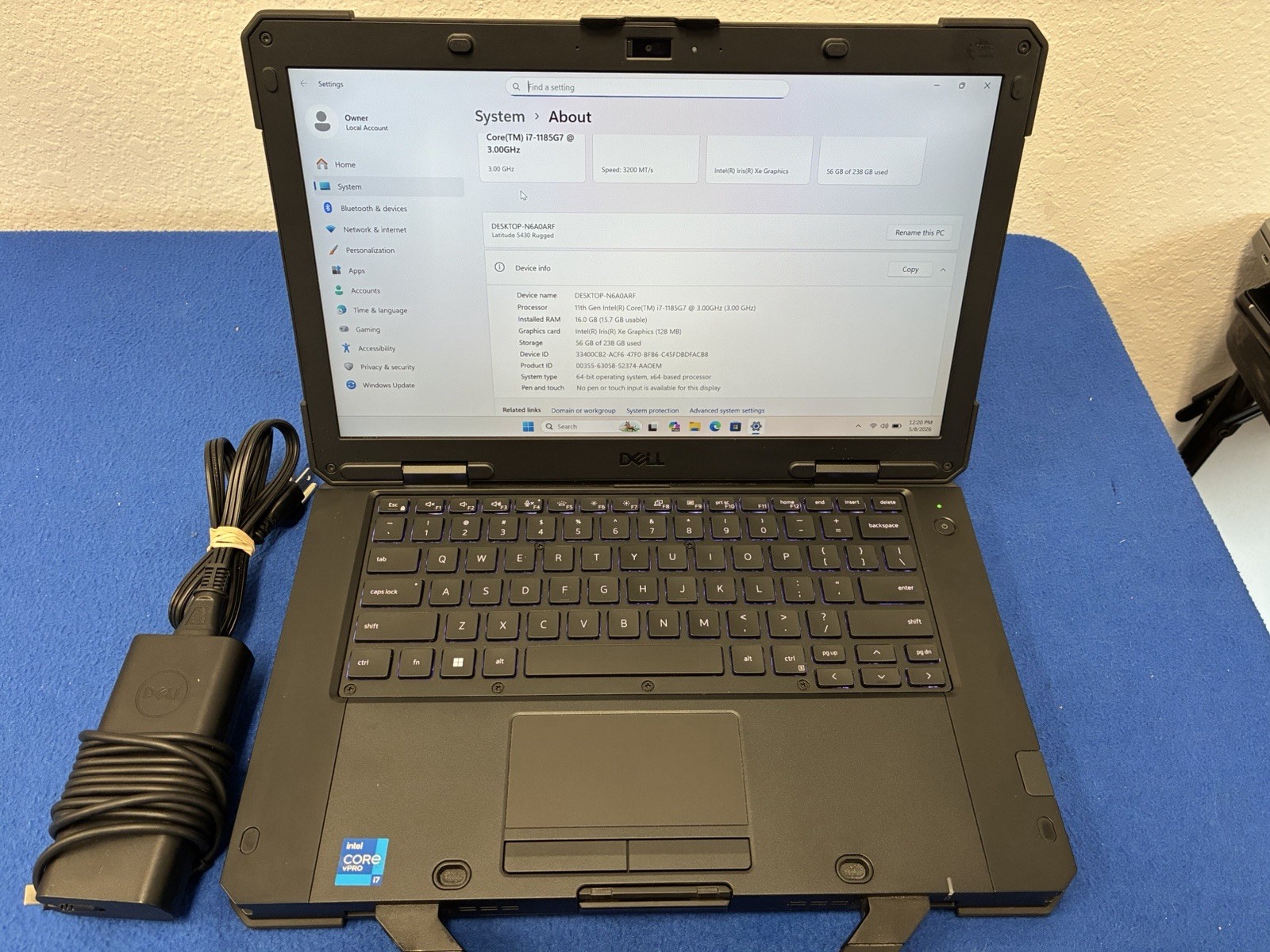 Dell Latitude 5430 Rugged 11th Gen i7 16GB 512GB Win 11 Pro Grade A