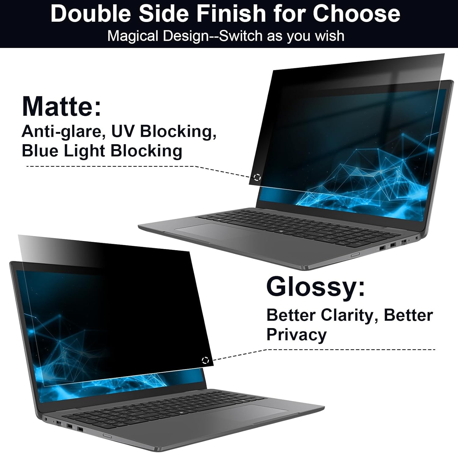 17.3 Inch 16:9 Laptop Privacy Screen Filter, Anti Scratch Anti Spy Anti Glare