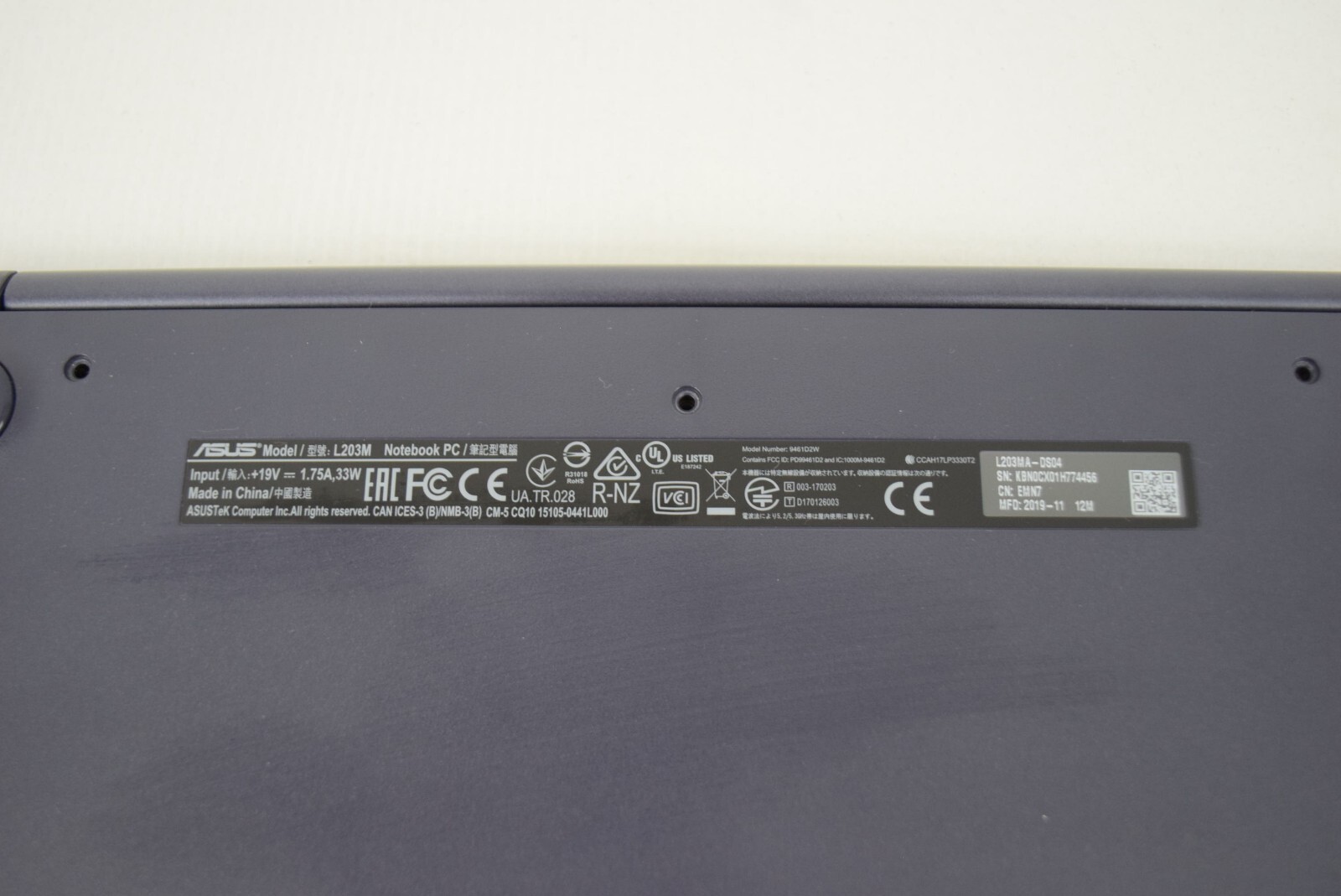 Asus L203M Intel Celeron N4000 4 GB Ram 60 GB Hard Drive Laptop Computer