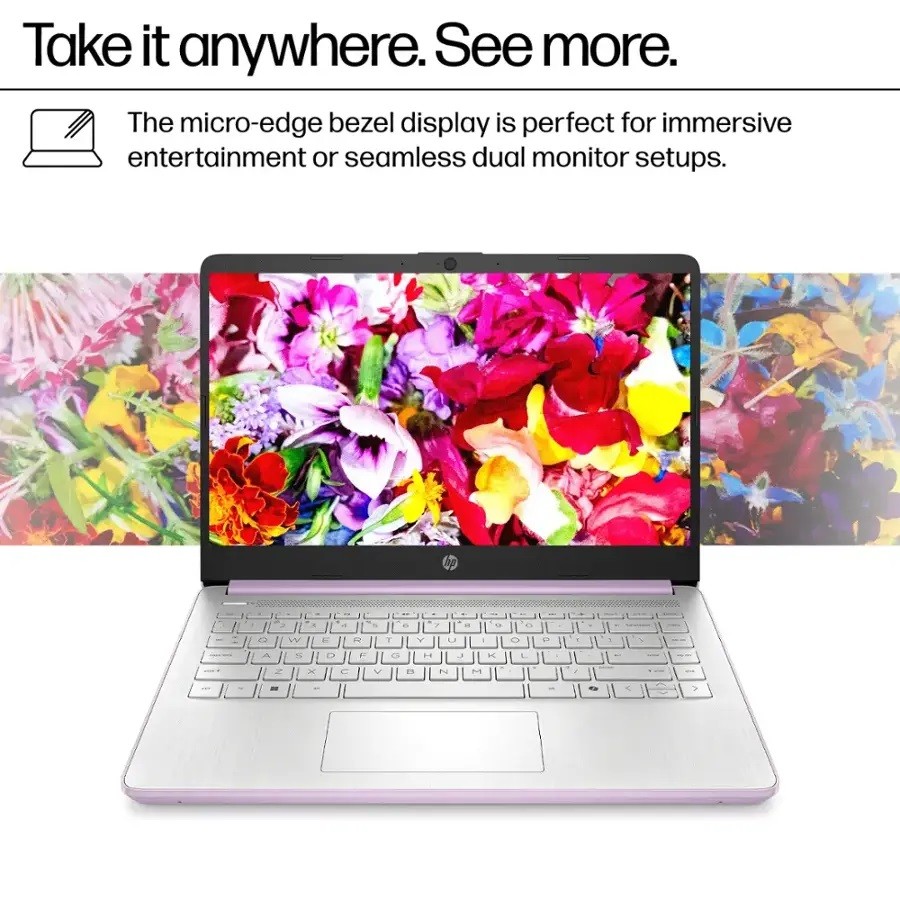 HP 14″ Laptop computer UpTo 3.6GHz Intel N150 Notebook UpTo 16GB RAM 384GB UFS