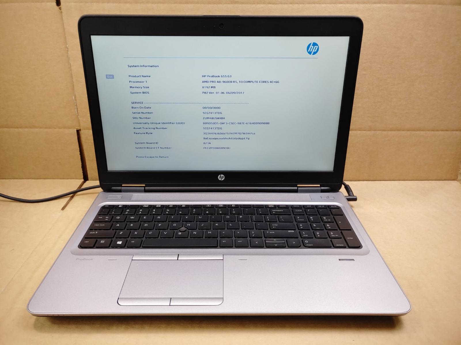 HP ProBook 655 G3 15.6″ AMD PRO A8-9600B R5✔*NO RAM/HDD/BATT/AC* *READ*