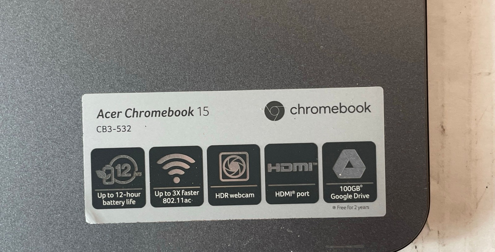 Acer Chromebook 15 CB3-532-C47C 15.6″ Laptop N15Q9 No HDD