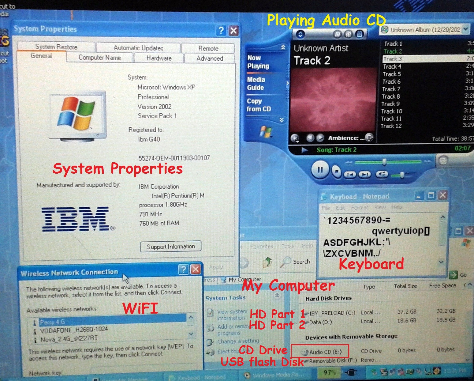 IBM ThinkPad R50e Pentium 1.8GHz 768MB 60GB Parallel [no t t60 r61 t42 r] Win-xp