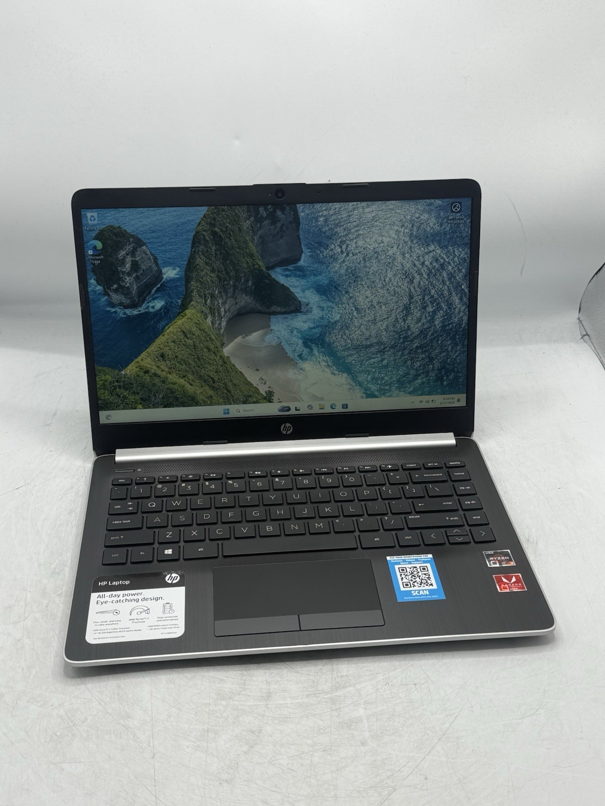 HP Laptop 14-dk0022wm 14” Ryzen 3 3200U 8GB RAM 128GB SSD Win11H