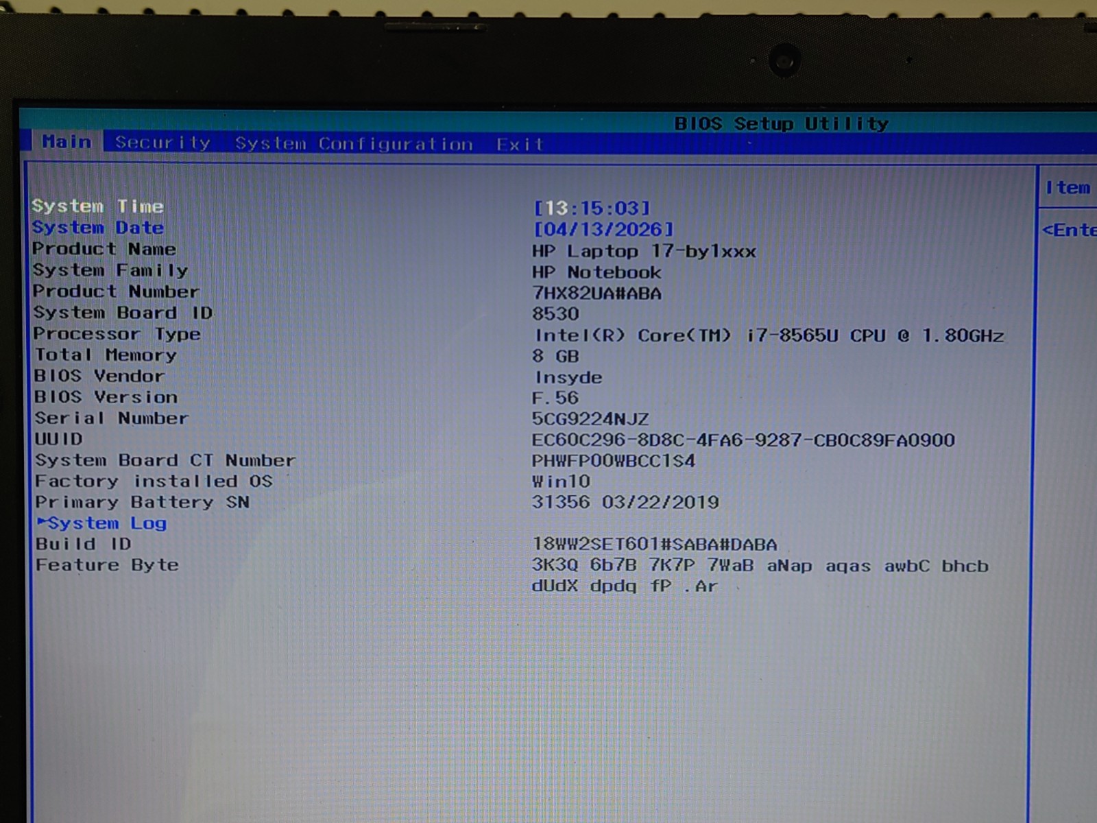 HP Laptop 17-by1071cl 17.3″ FHD i7-8565U 8GB RAM No OS/SSD