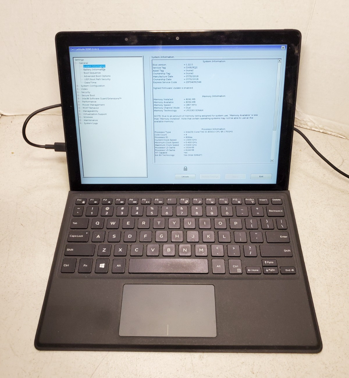 Dell Latitude 5290 2-in-1 i5 8350U 1.70GHz 8GB RAM No SSD/OS! BIOS PW! #69