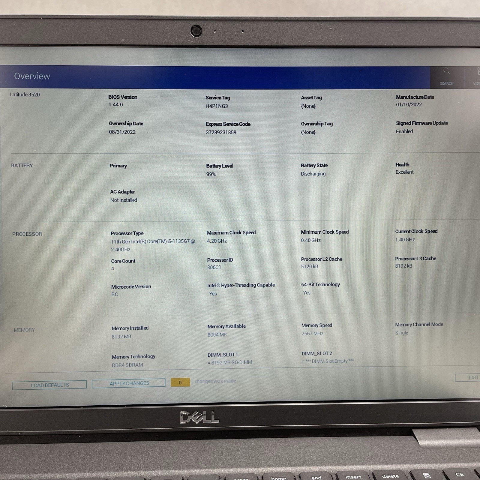 Dell Latitude 3520 15.6″ i5-1135G7 2.40 GHz 8 GB RAM No SSD/OS/AC – Worn Keys