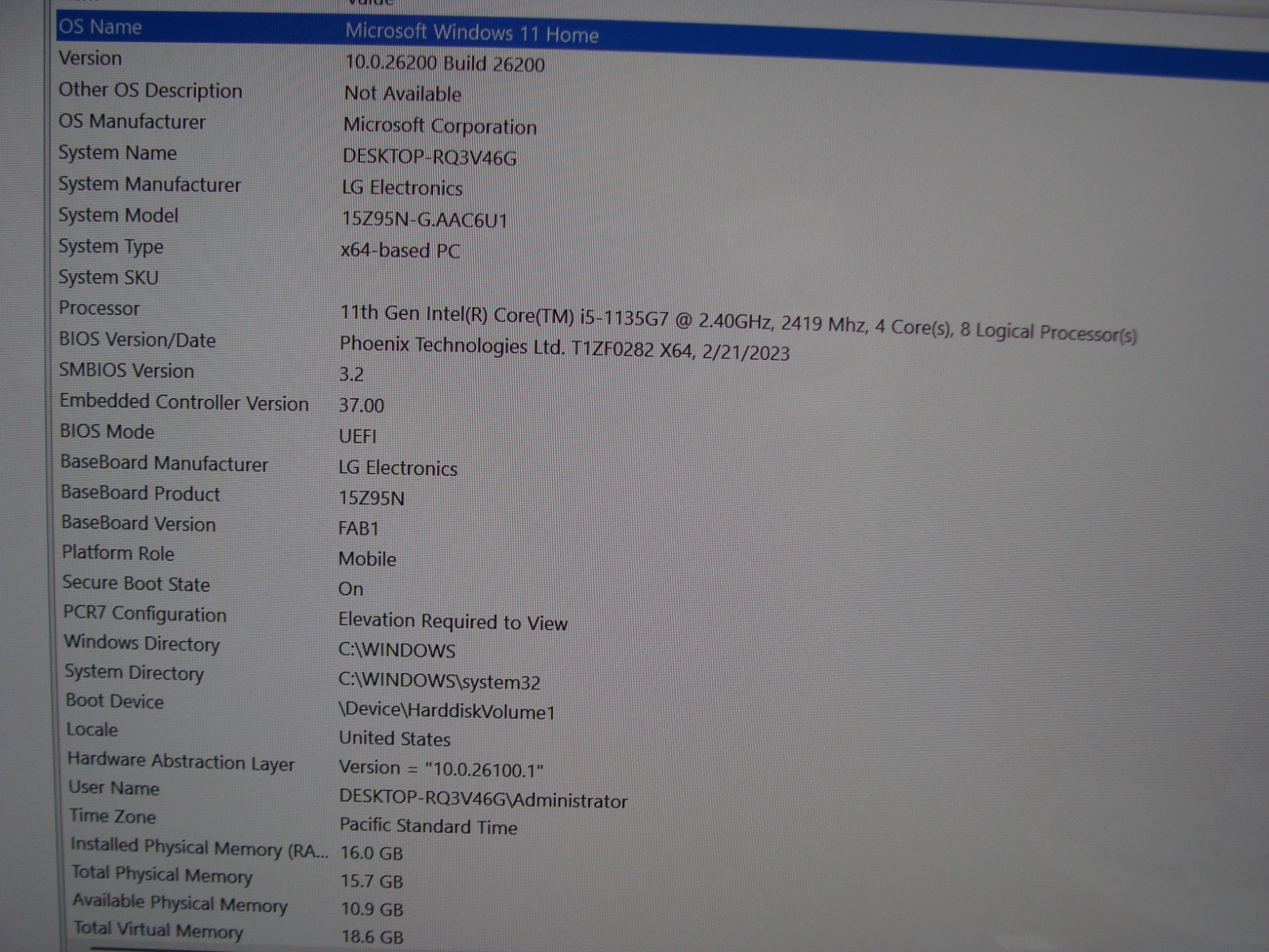 LG Gram 15 15Z95N 15.6″FHD intel core i5-1135G7 2.4GHz 16GB 512GB SSD Win11H +PA