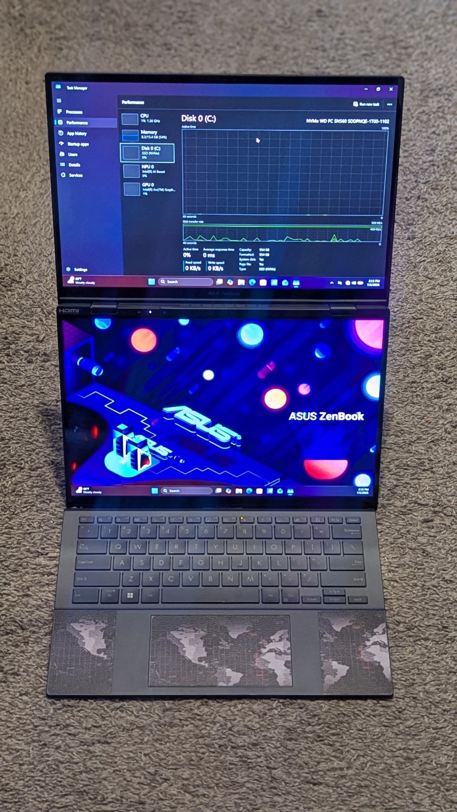14″ Asus ZenBook Duo Ux8406ma, Ultra 7 155H, 16GB, 1TB SSD, Touch, Dual Screens!