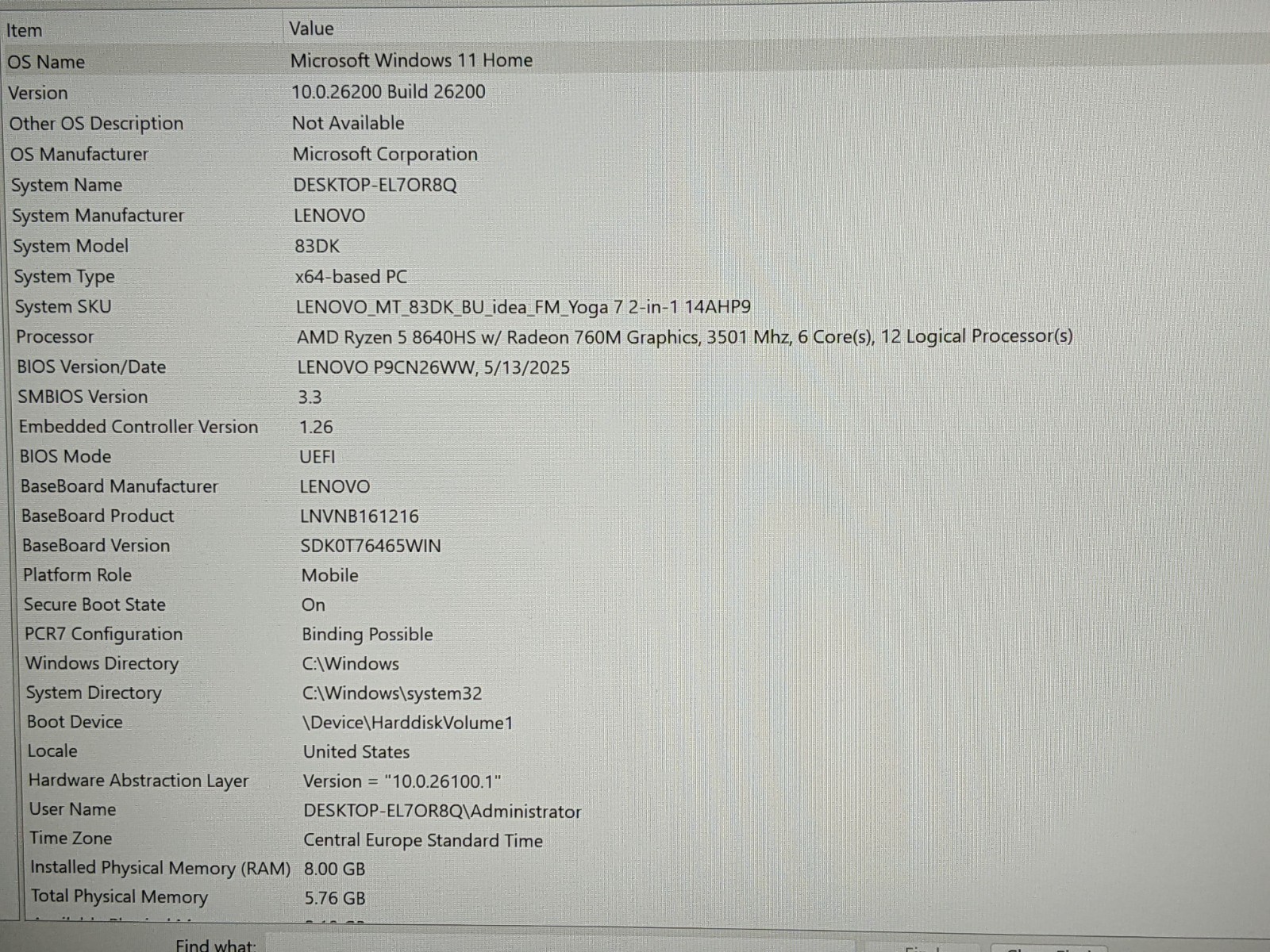 Lenovo Yoga 7 14AHP9 14″ WUXGA ToucRyzen 5 8640HS 3.5GHz 8GB 512GB W11H +PA