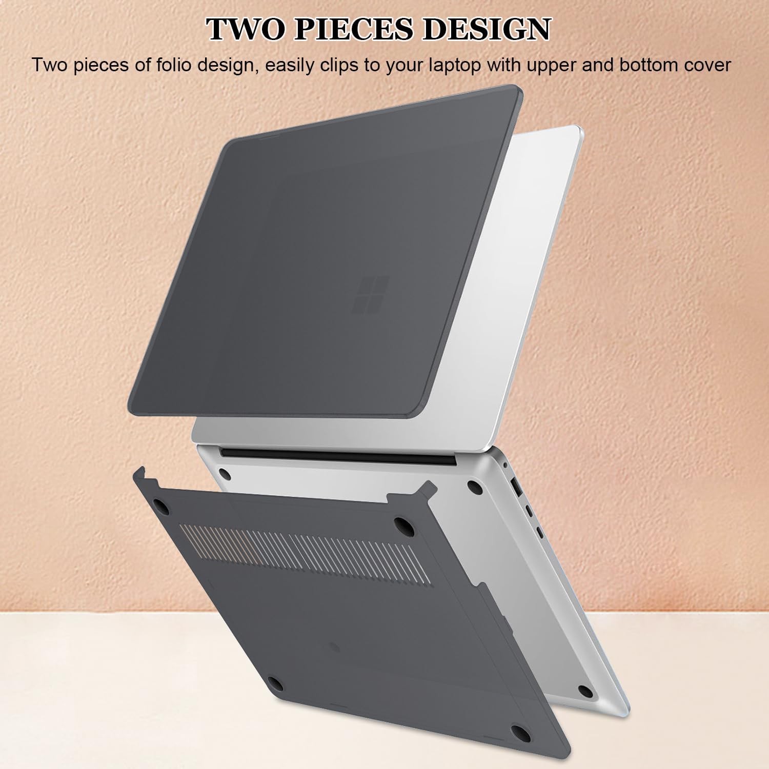 Case for Microsoft Surface Laptop 13.8-inch Touchscreen 2024, Matte Black Cover