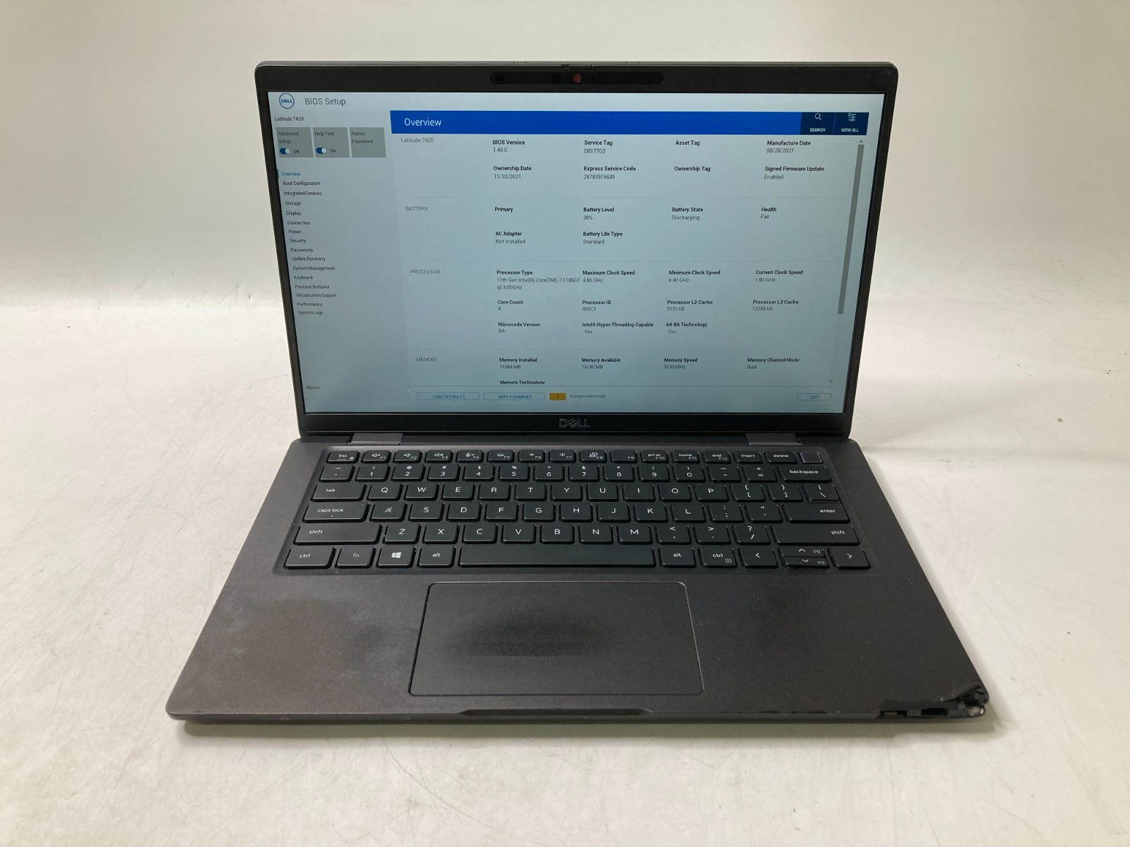 Dell Latitude 7420 i7-1185G7 4.80GHz vPro 16GB Ram -No HDD *Parts