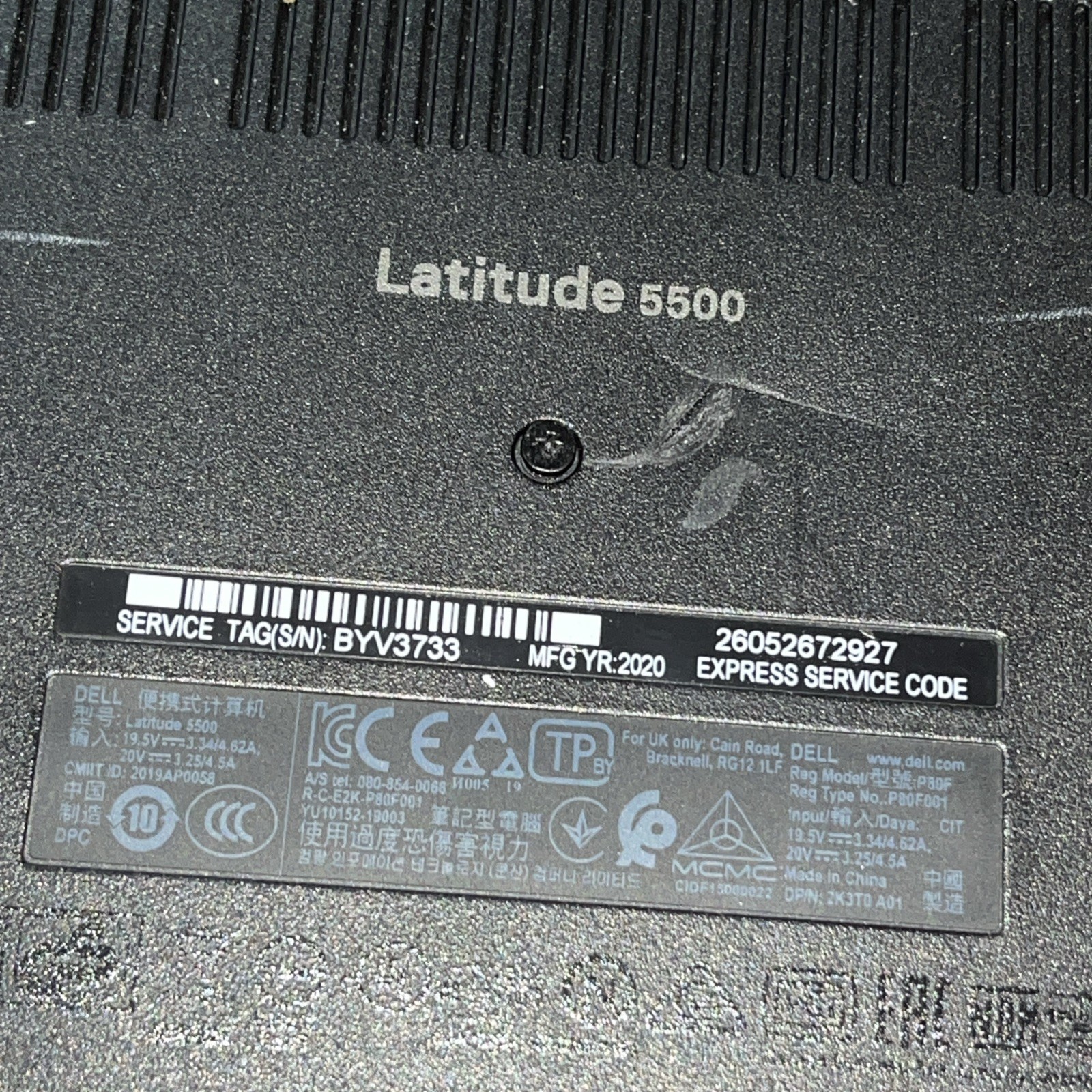 DELL LATITUDE 5500 INTEL CORE I7 8TH GEN 8GB RAM NO HD