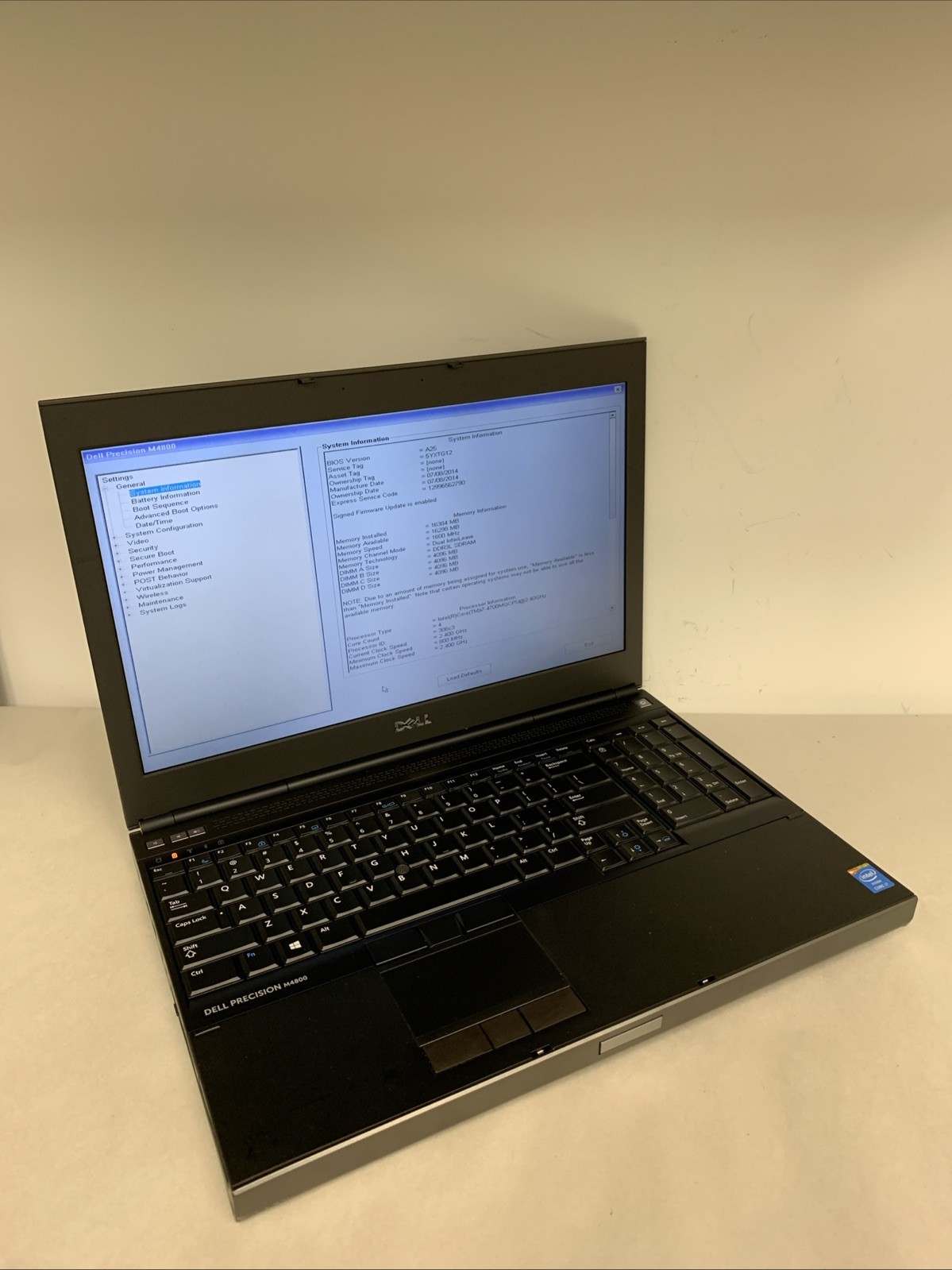 Dell Precision M4800 Core i7-4700MQ 16GB RAM NO SSD | Boot To Bios